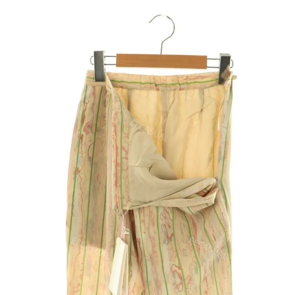 Other Beige Marble Pattern Silk Trousers Size 24" / US 00 / IT 34 - 5 Thumbnail