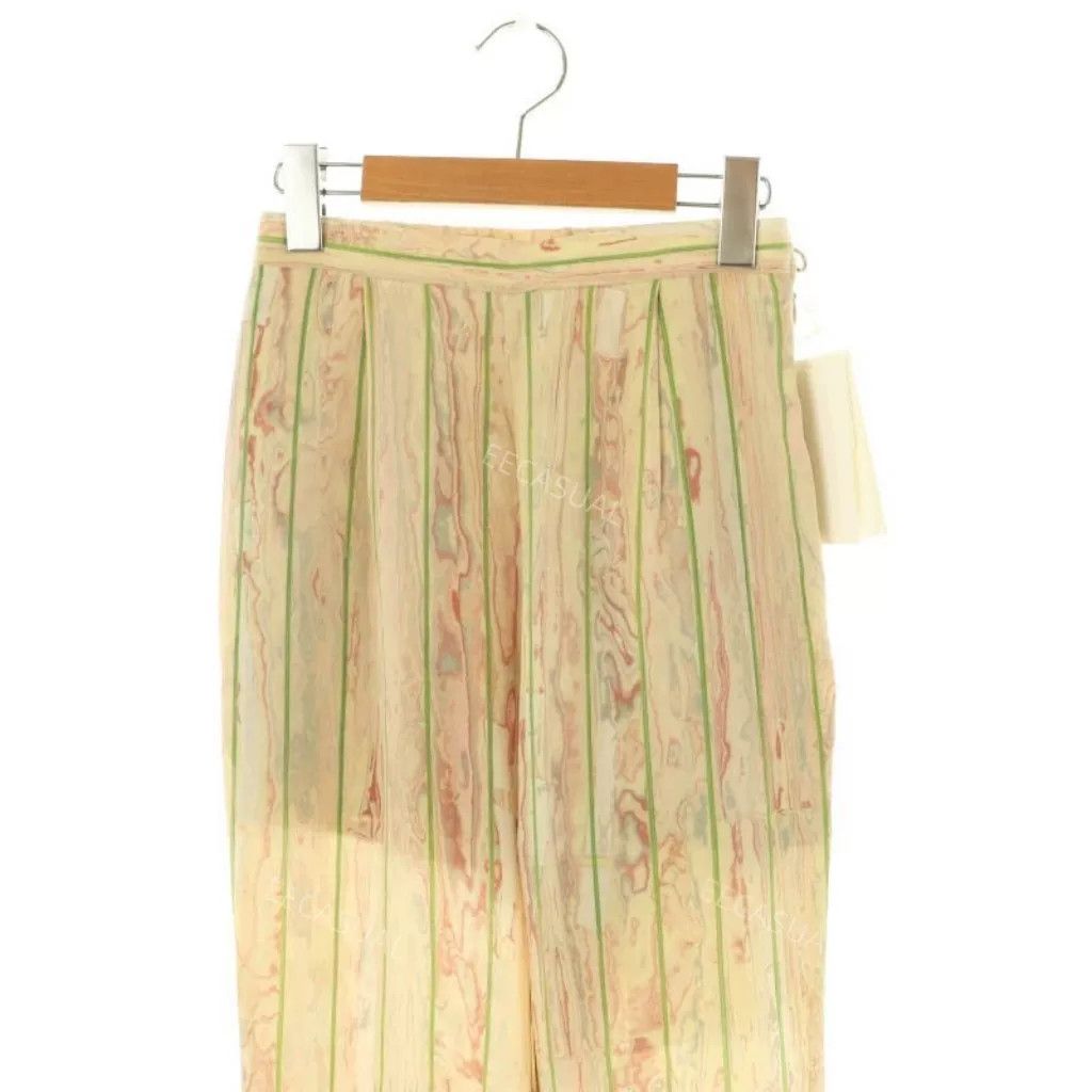 Other Beige Marble Pattern Silk Trousers Size 24" / US 00 / IT 34 - 3 Thumbnail