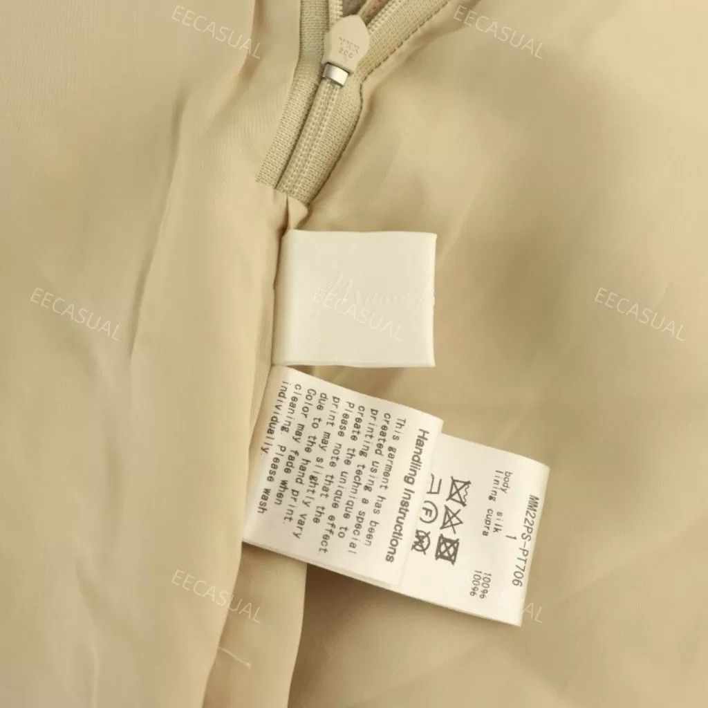 Other Beige Marble Pattern Silk Trousers Size 24" / US 00 / IT 34 - 7 Thumbnail