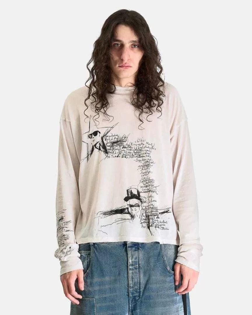 Ann Demeulemeester Ann Demeulemeester Sketchbook Boxy Long Sleeve T-shirt Size M / US 6-8 / IT 42-44 - 4 Thumbnail