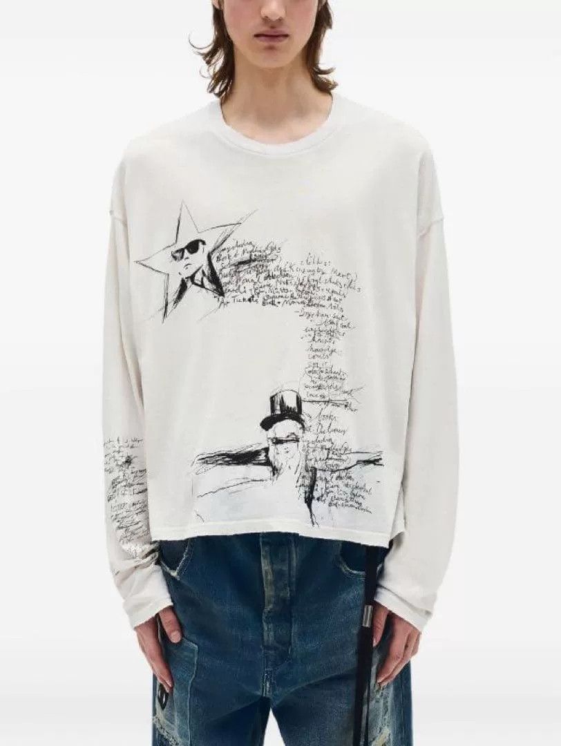 Ann Demeulemeester Ann Demeulemeester Sketchbook Boxy Long Sleeve T-shirt Size M / US 6-8 / IT 42-44 - 2 Thumbnail
