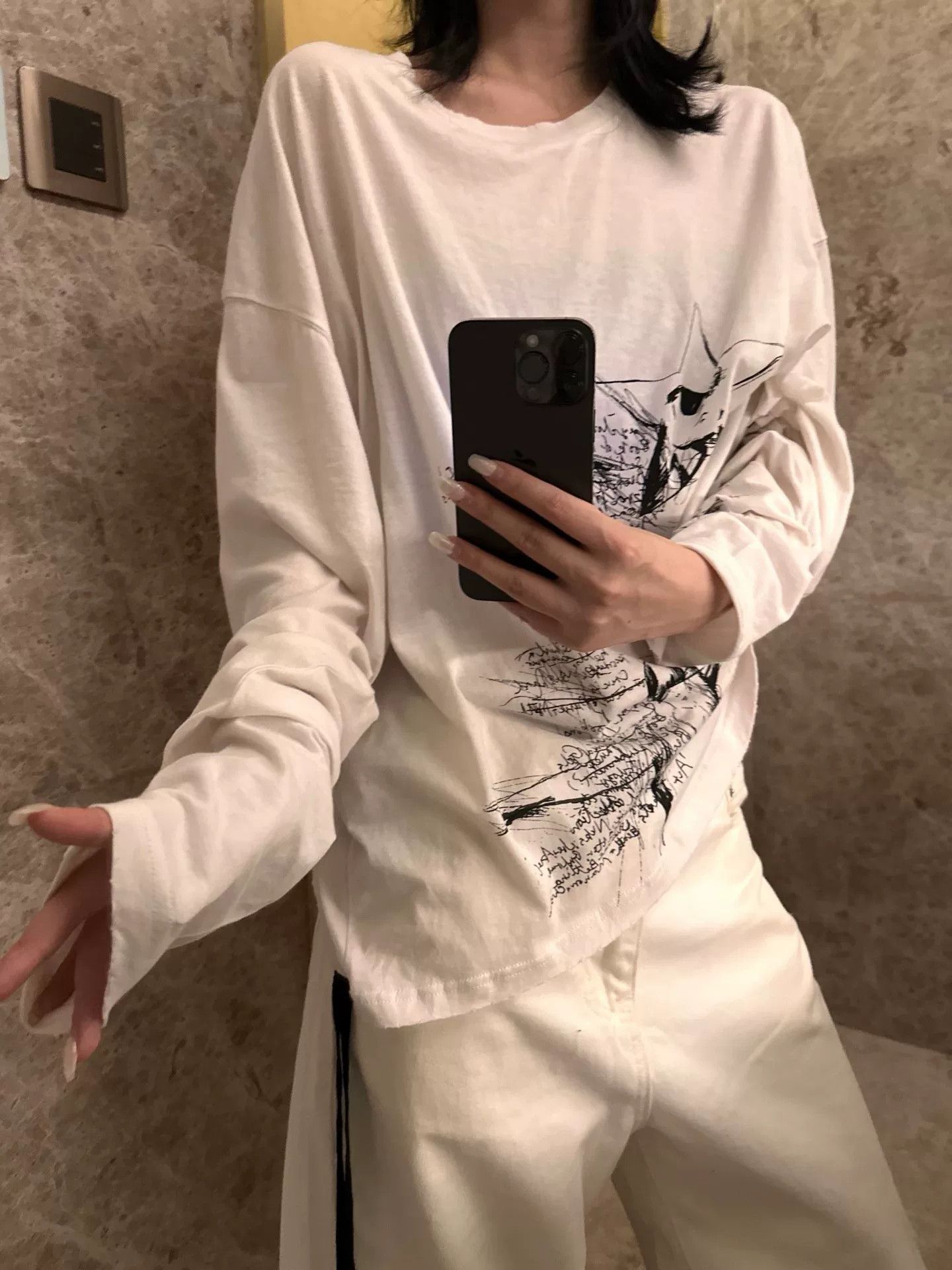 Ann Demeulemeester Ann Demeulemeester Sketchbook Boxy Long Sleeve T-shirt Size M / US 6-8 / IT 42-44 - 7 Thumbnail