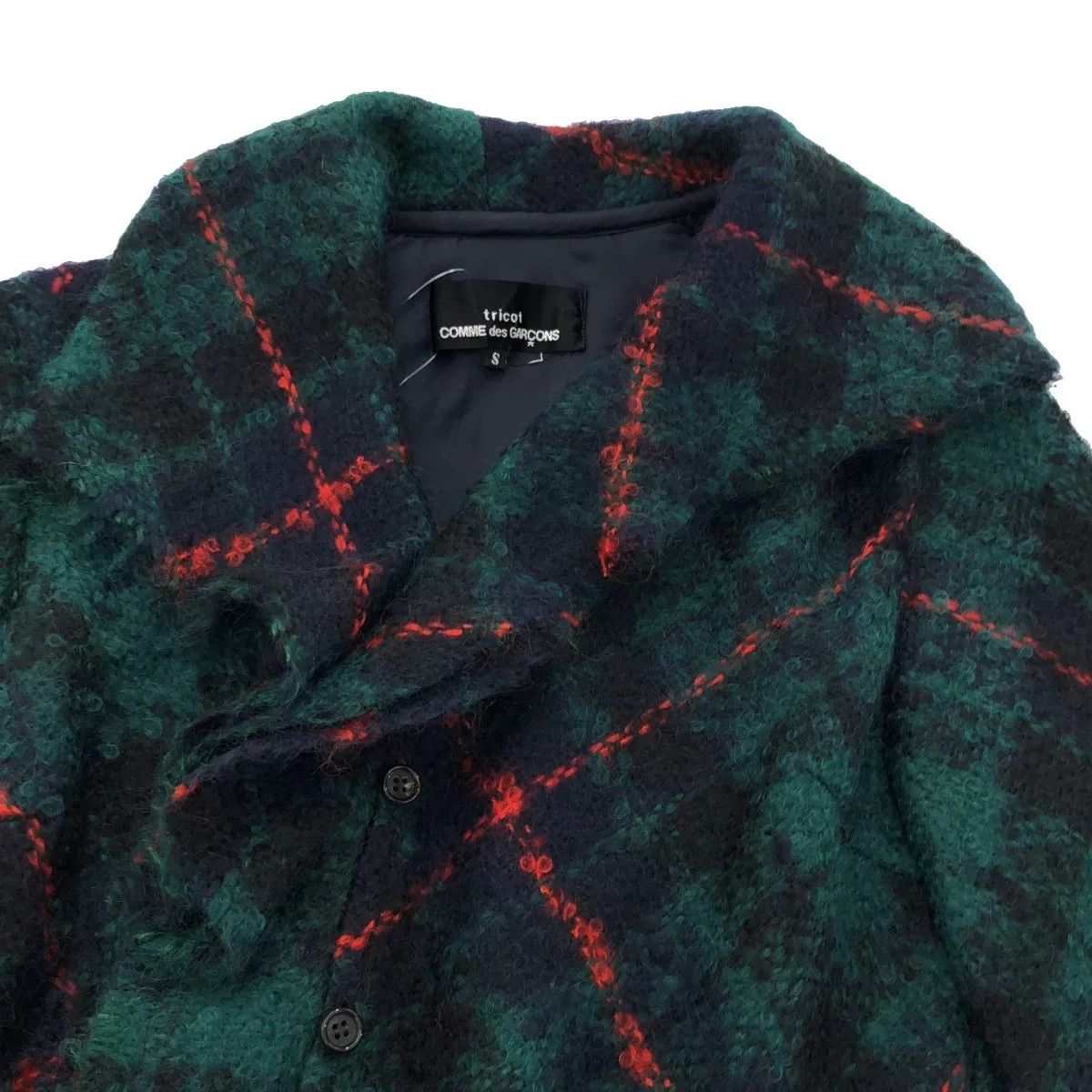 Comme des Garcons Green Checkered Mohair Jacket Size S / US 4 / IT 40 - 3 Thumbnail