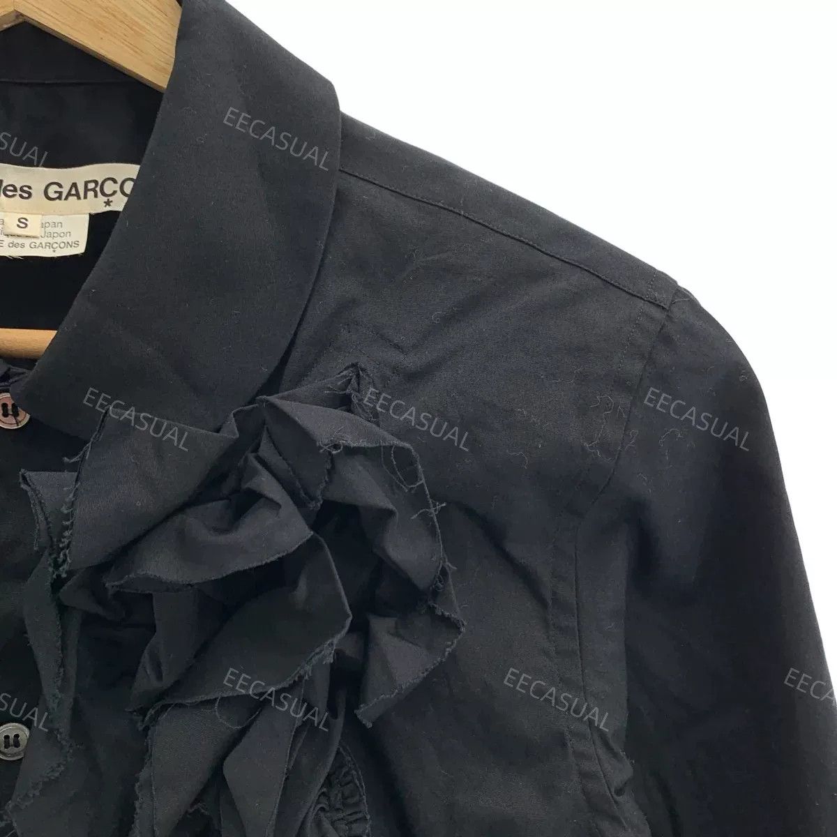 Comme des Garcons Black Cotton Frill Trim Women's Shirt Size S / US 4 / IT 40 - 4 Thumbnail