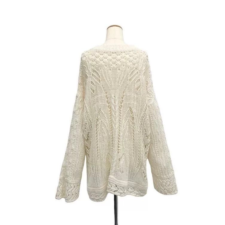 Other Mame Kurogouchi White Lace Knit Top Size S / US 4 / IT 40 - 2 Thumbnail