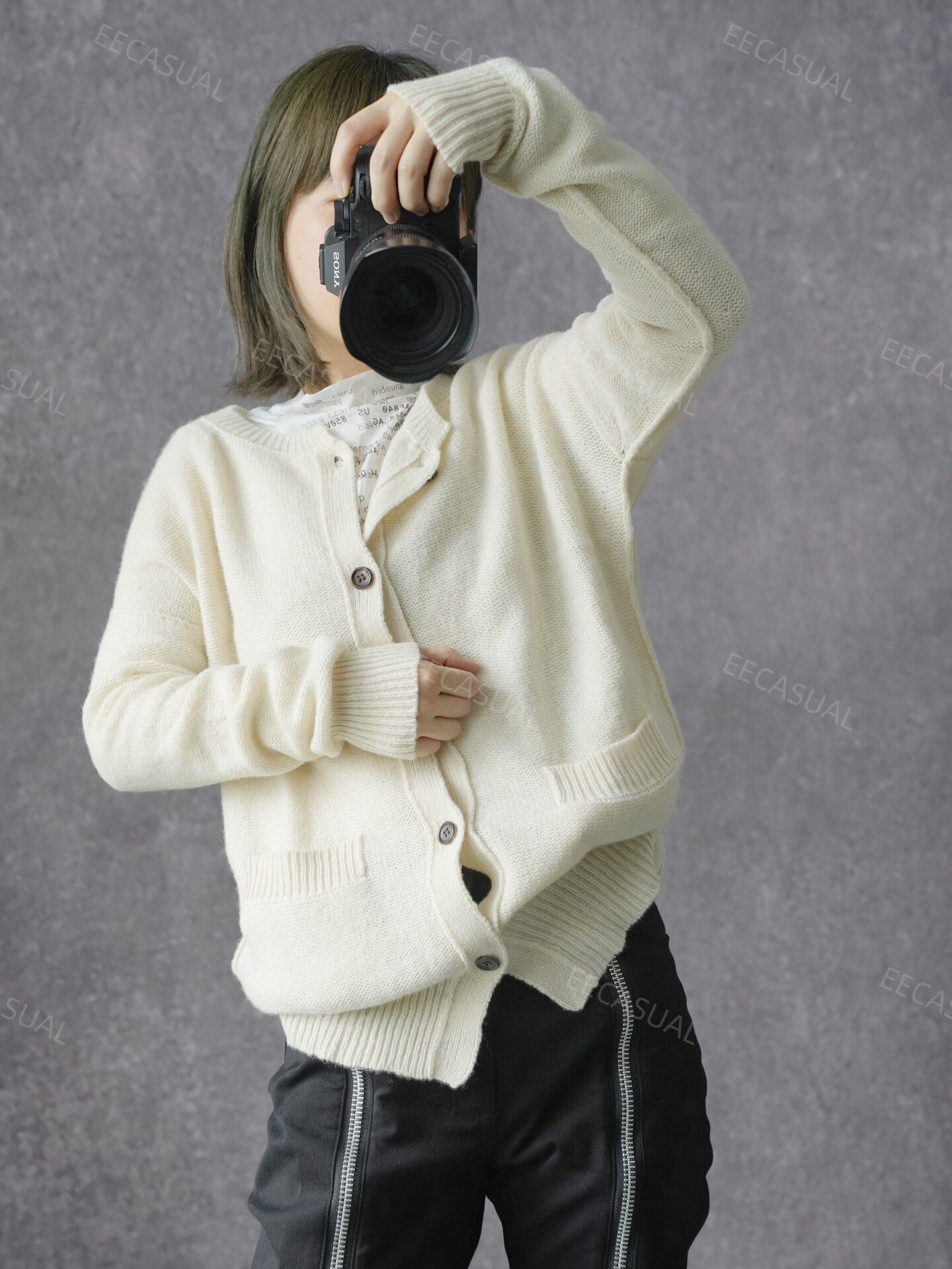 Yashi Yamamuri Yohji Yamamoto White Wool Cardigan Sweater Size L / US 10 / IT 46 - 2 Thumbnail