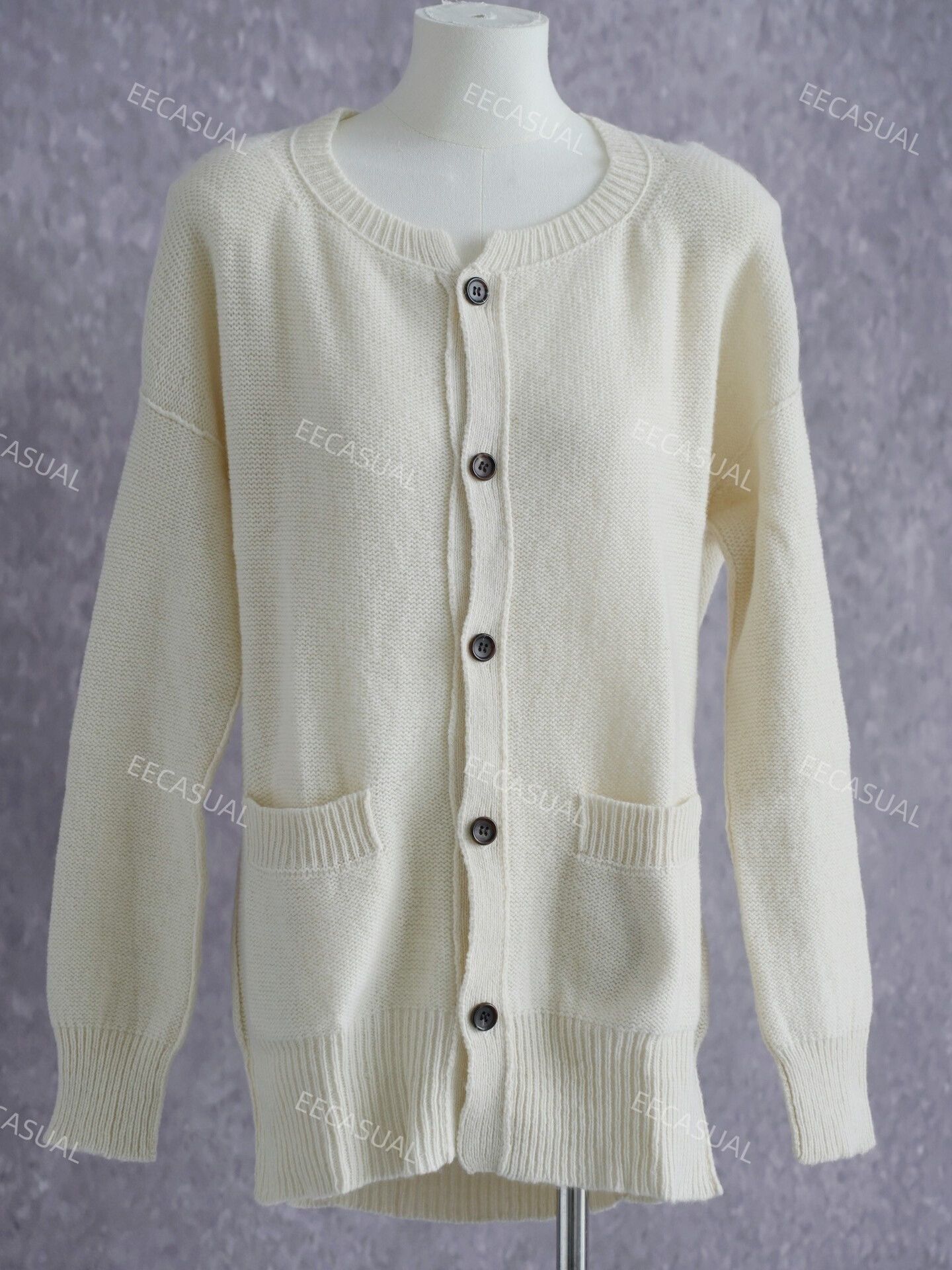 Yashi Yamamuri Yohji Yamamoto White Wool Cardigan Sweater Size L / US 10 / IT 46 - 3 Thumbnail