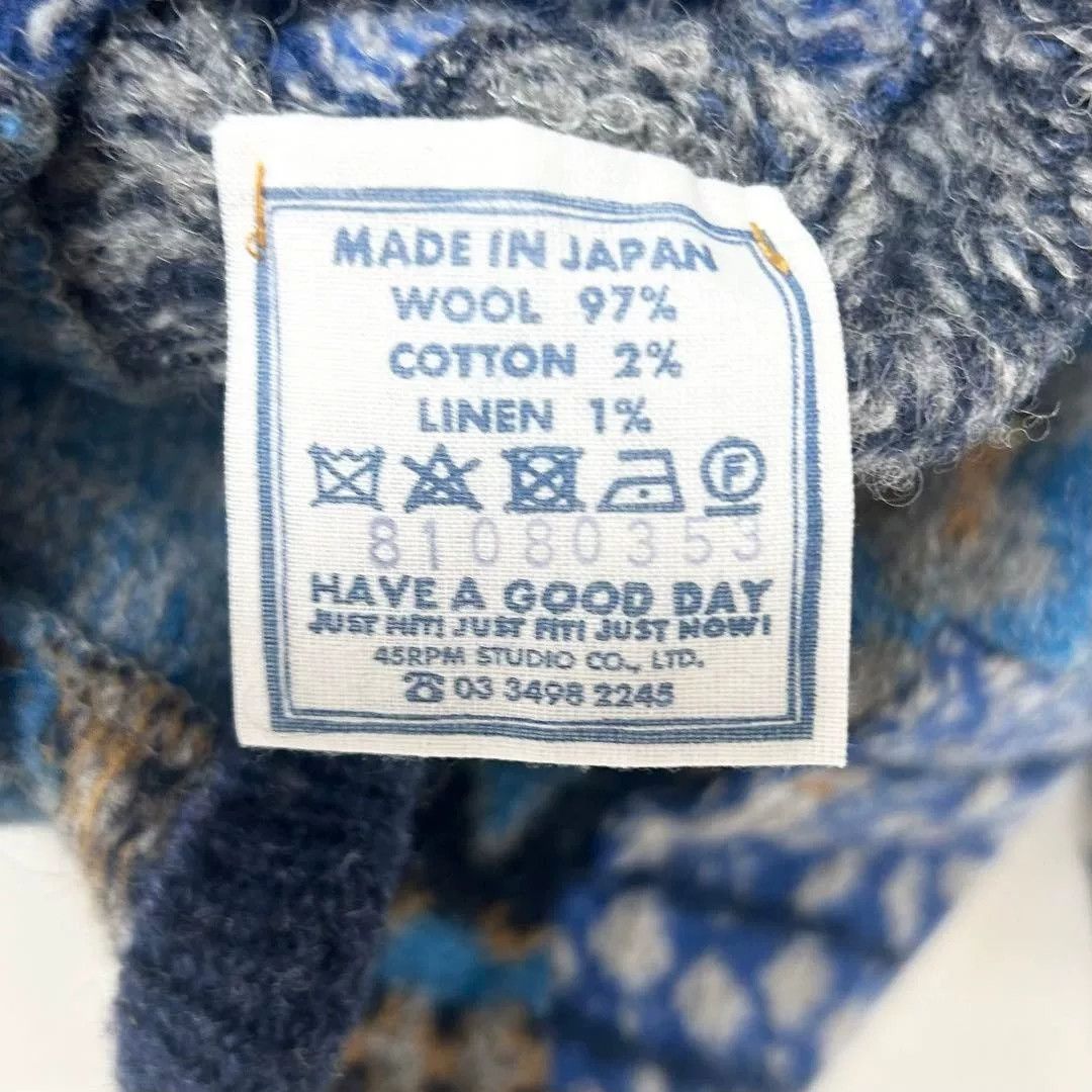 45rpm Blue Patchwork Wool Sweater Jacket Size US M / EU 48-50 / 2 - 9 Thumbnail