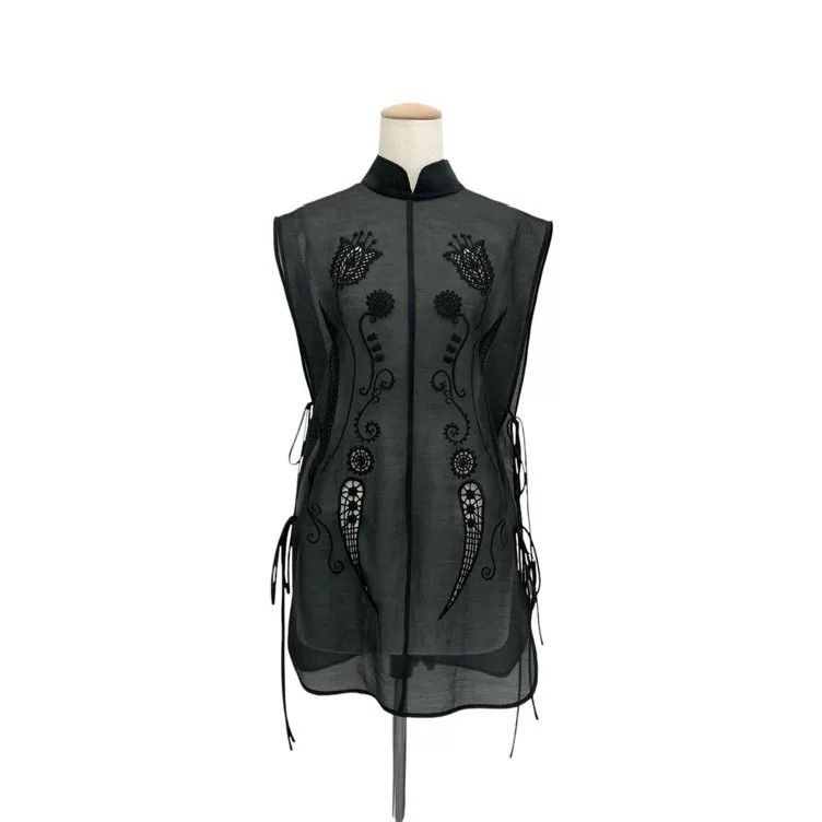 Other Black Embroidered Sheer Vest Top Size M / US 6-8 / IT 42-44 - 2 Thumbnail