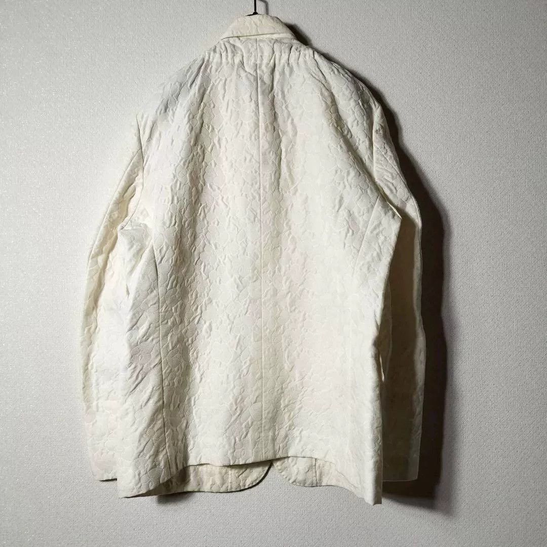 Comme des Garcons White Textured Flower Blazer Jacket Size S / US 4 / IT 40 - 2 Thumbnail