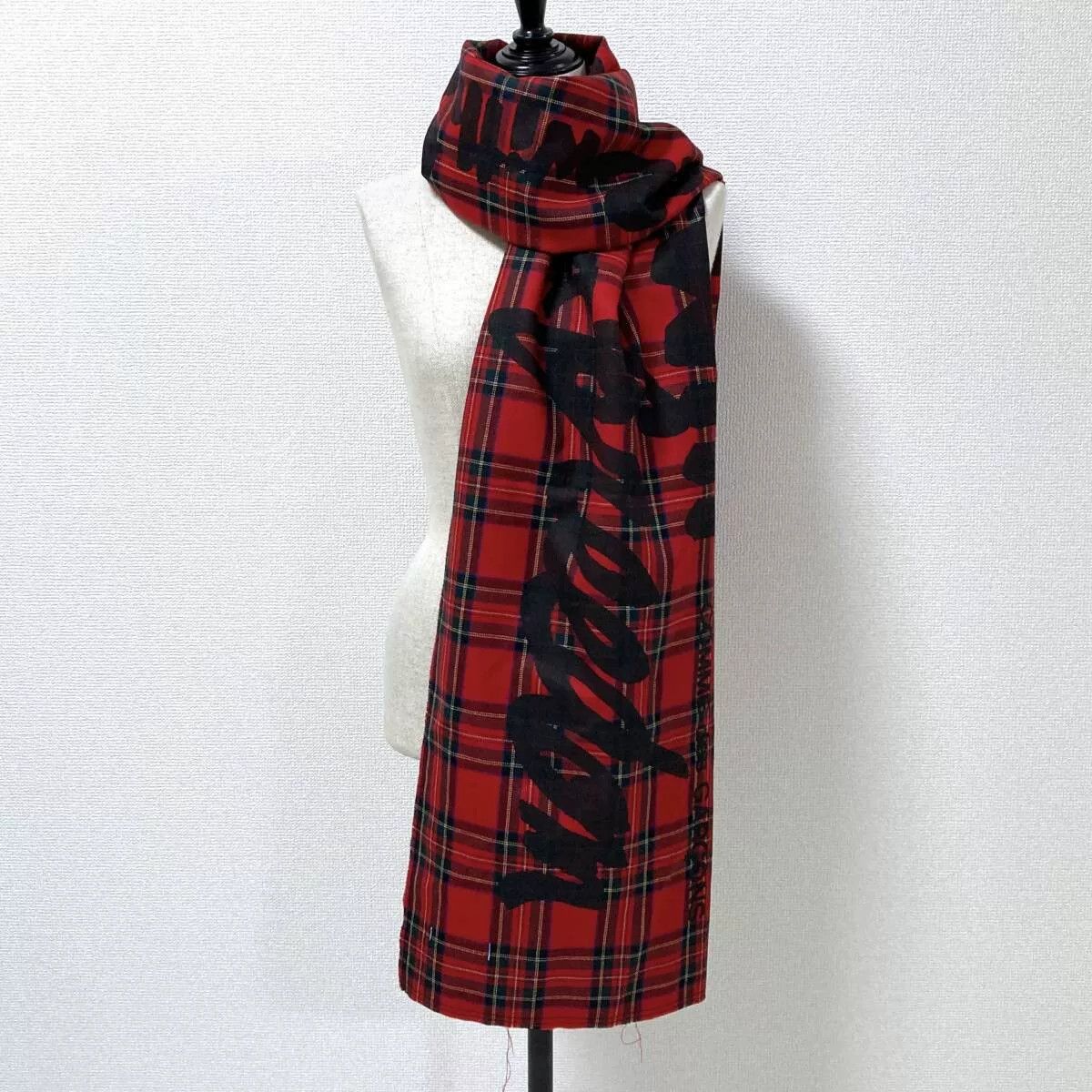 Comme des Garcons Red Plaid Wool Shawl Scarf Size ONE SIZE - 2 Thumbnail