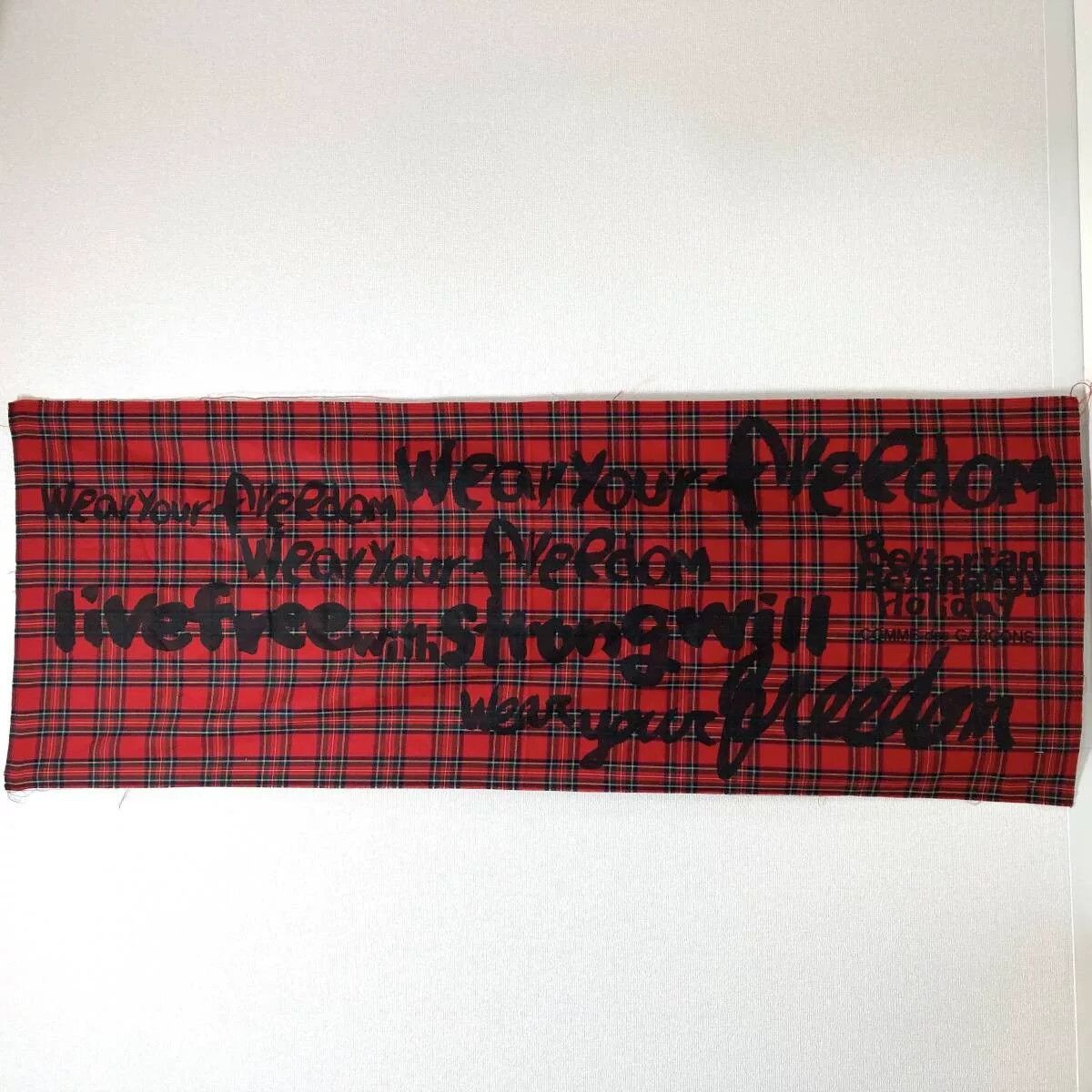 Comme des Garcons Red Plaid Wool Shawl Scarf Size ONE SIZE - 5 Thumbnail
