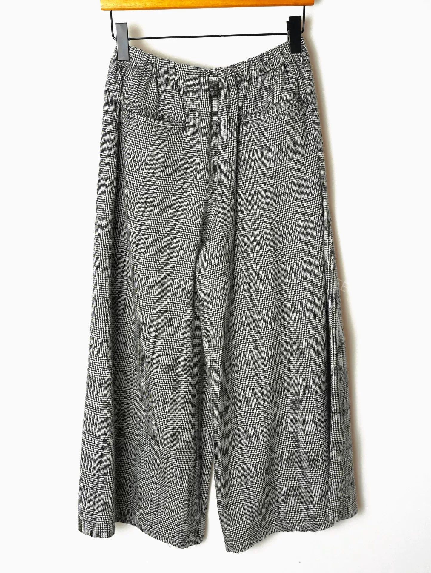 Comme des Garcons Gray Checkered Wool Wide-Leg Trousers Size 26" / US 2 / IT 38 - 3 Thumbnail