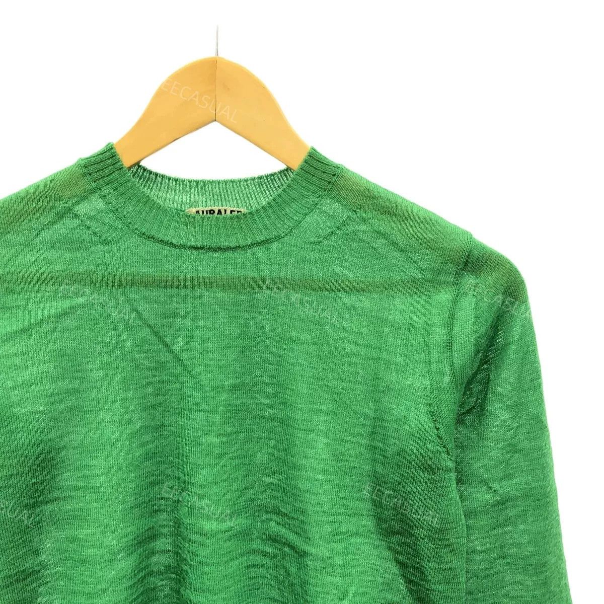 Auralee Green Merino Wool Crew Neck Sweater Size S / US 4 / IT 40 - 3 Thumbnail