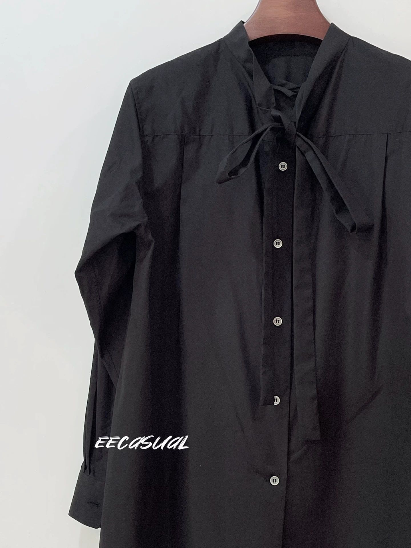 Comme des Garcons Black Long Sleeve Shirtdress with Bow Tie Size S / US 4 / IT 40 - 5 Thumbnail