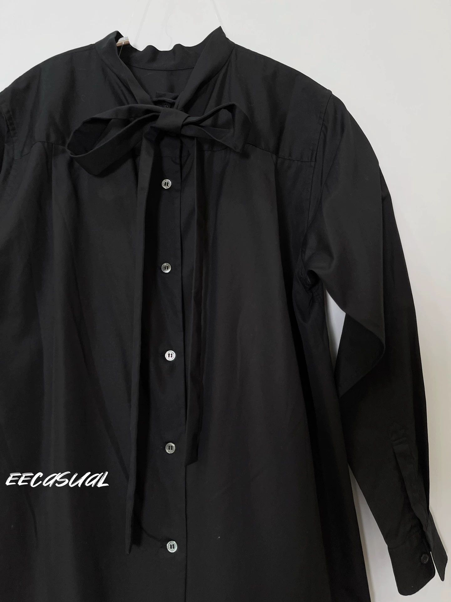 Comme des Garcons Black Long Sleeve Shirtdress with Bow Tie Size S / US 4 / IT 40 - 4 Thumbnail