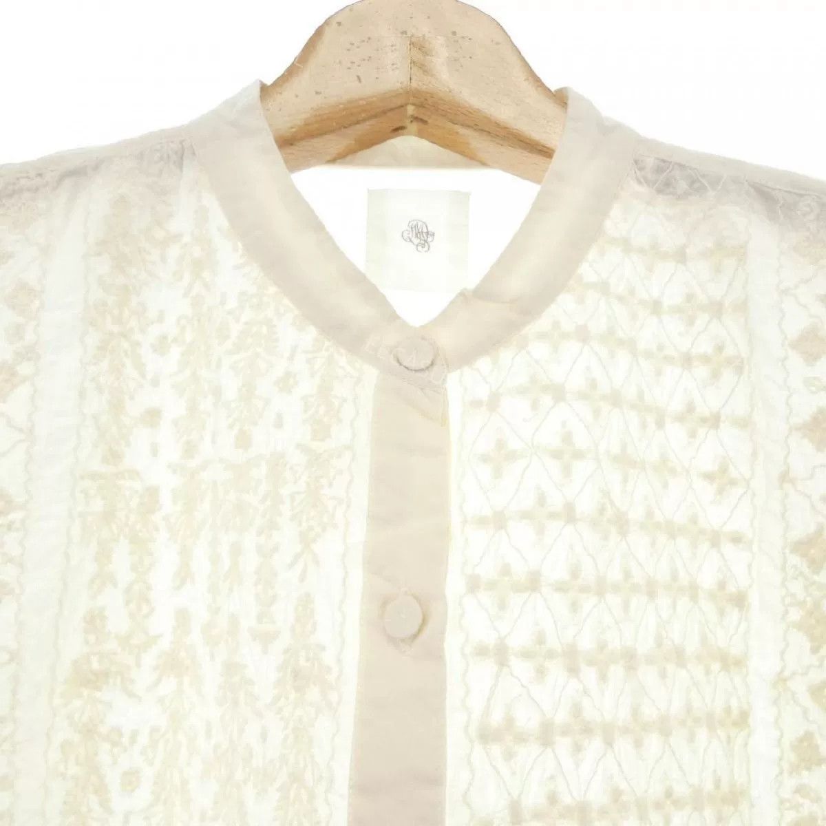 Maison Labiche Beige Embroidered Short Sleeve Shirt Size S / US 4 / IT 40 - 2 Thumbnail