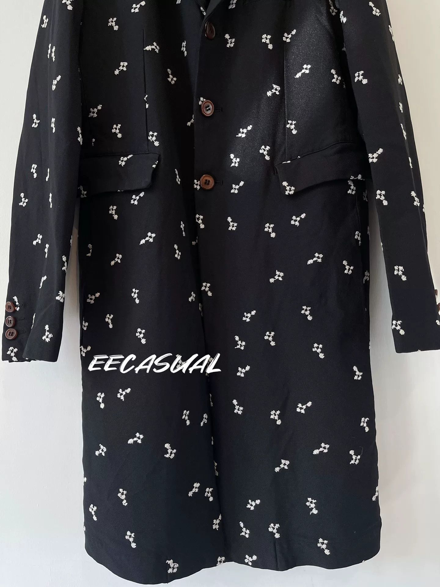 Comme des Garcons Black Embroidered Long Coat by Comme des Garçons Size S / US 4 / IT 40 - 7 Thumbnail