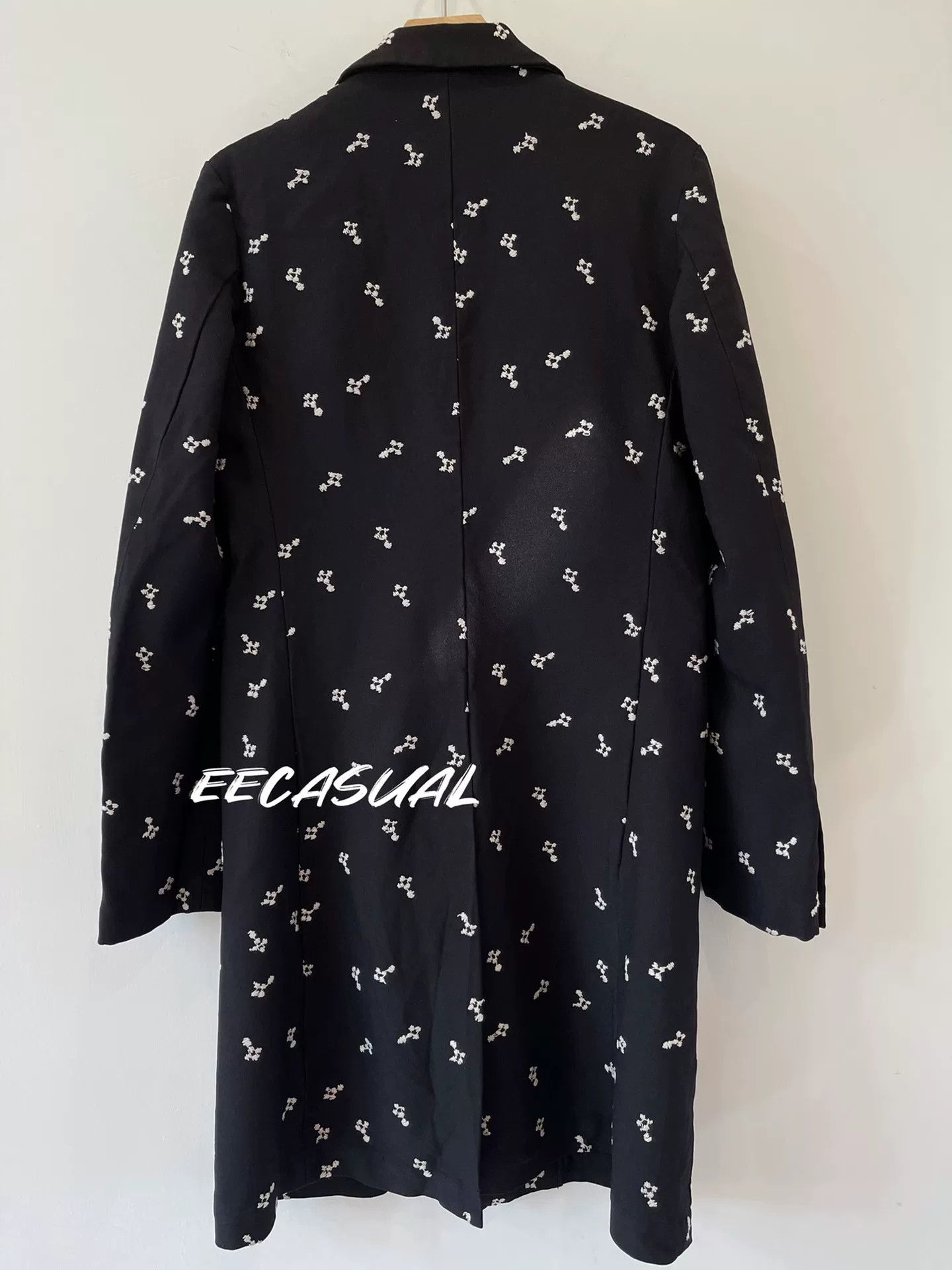 Comme des Garcons Black Embroidered Long Coat by Comme des Garçons Size S / US 4 / IT 40 - 4 Thumbnail