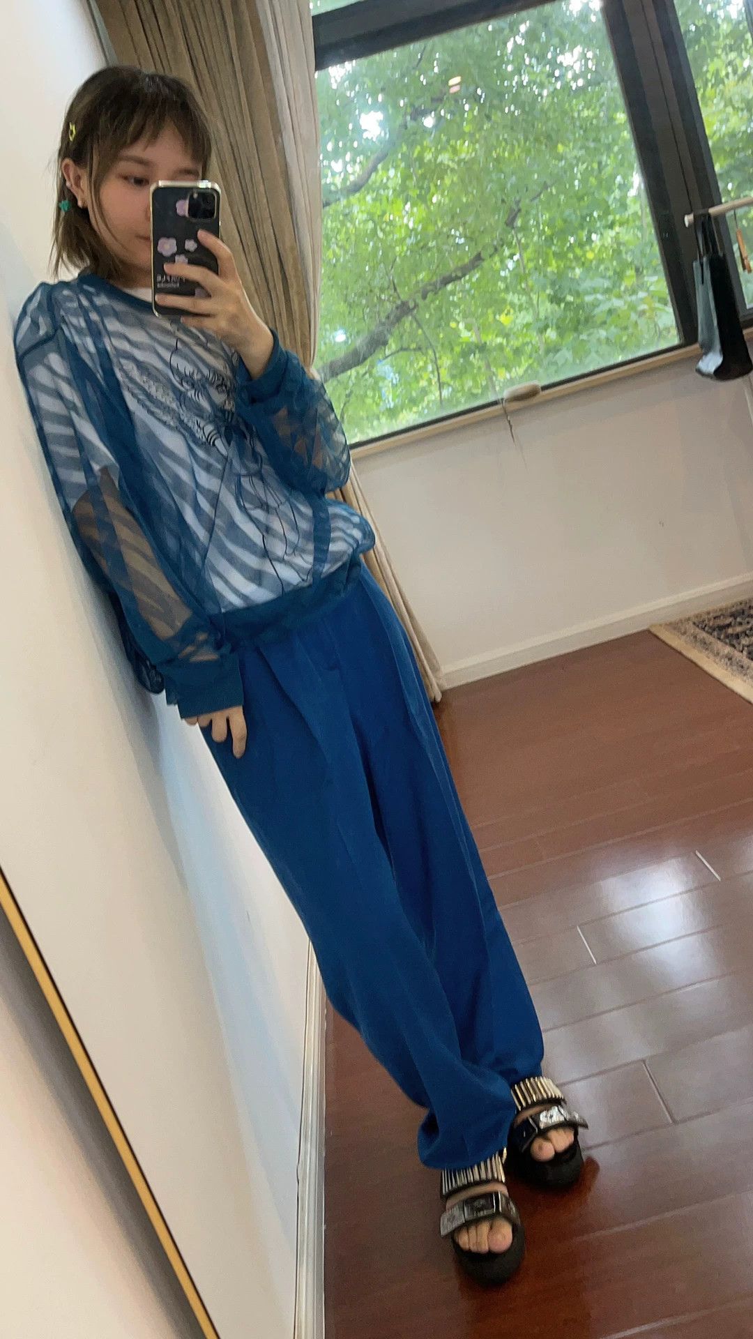 BEAUTY&YOUTH Blue High-Waisted Loose Women's Trousers Size 34" / US 12 / IT 48 - 4 Thumbnail