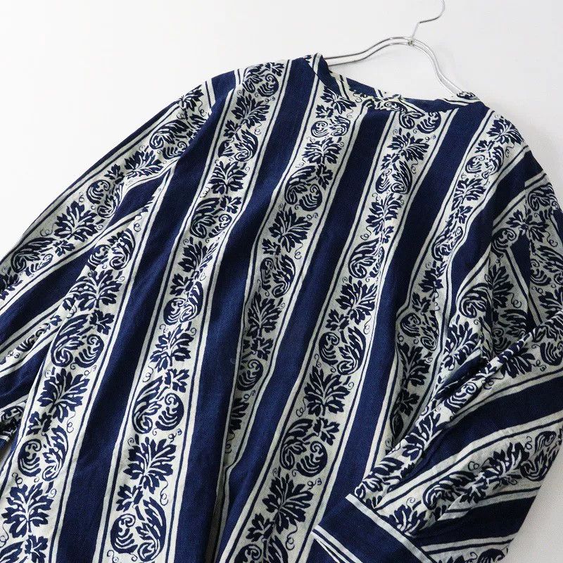 45rpm Blue Dyed Floral Long Dress Size M / US 6-8 / IT 42-44 - 4 Thumbnail