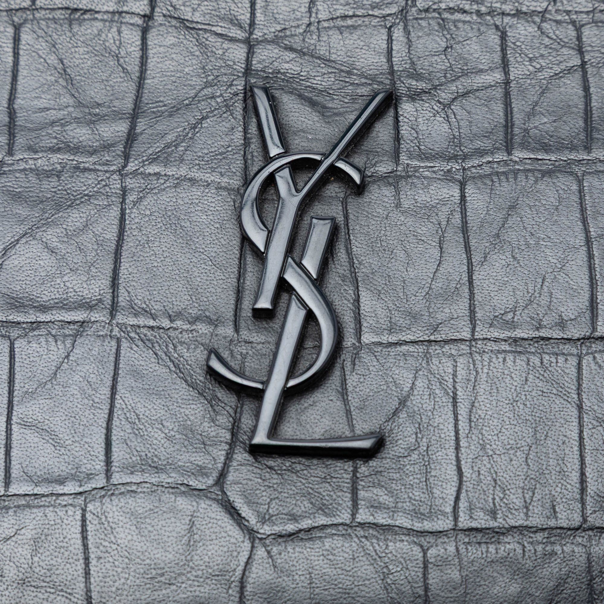 Yves Saint Laurent Yves Saint Laurent Croc Embossed Leather Monogram Document Holder Size ONE SIZE - 5 Thumbnail
