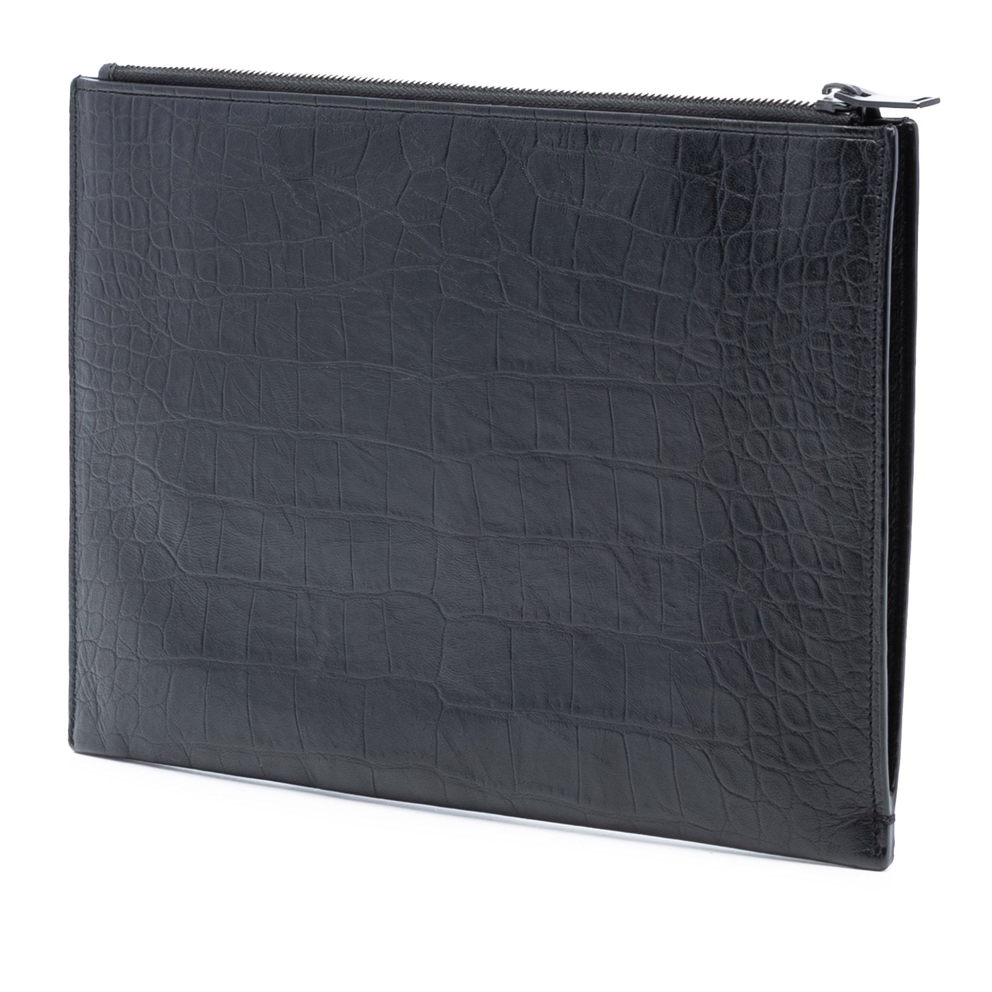 Yves Saint Laurent Yves Saint Laurent Croc Embossed Leather Monogram Document Holder Size ONE SIZE - 2 Thumbnail