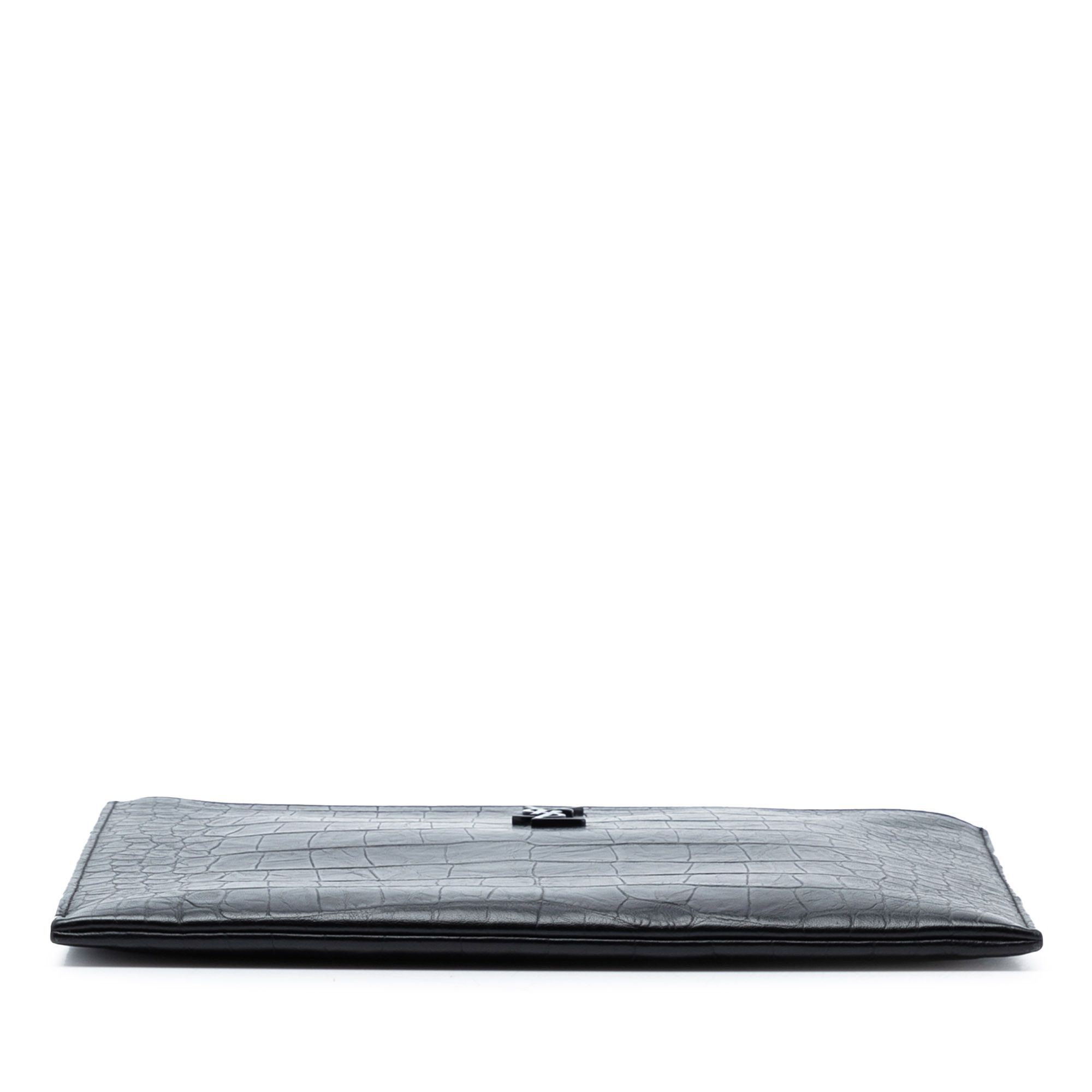Yves Saint Laurent Yves Saint Laurent Croc Embossed Leather Monogram Document Holder Size ONE SIZE - 3 Thumbnail