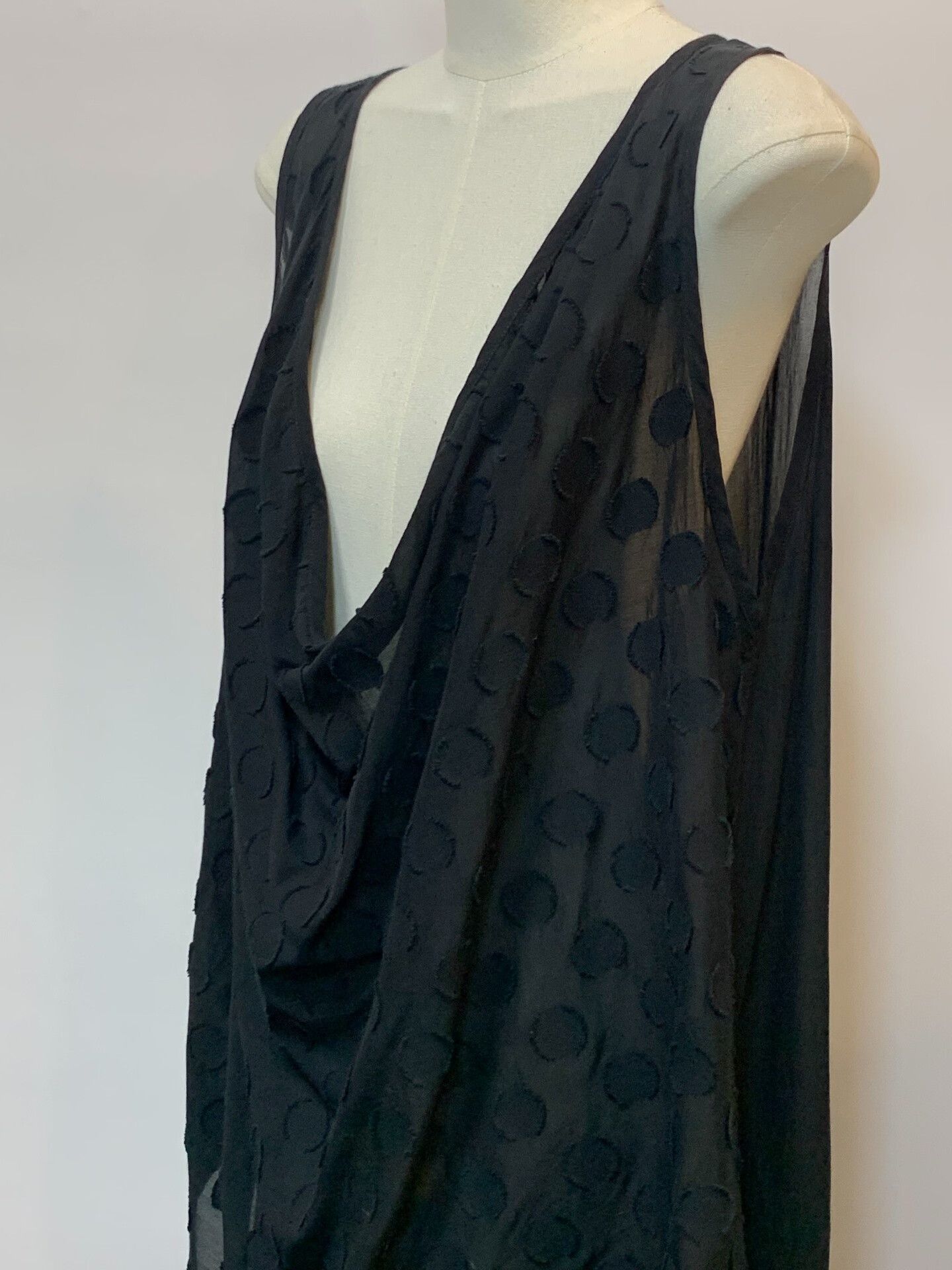 gomme Black Drape Neck Polka Dot Dress Size M / US 6-8 / IT 42-44 - 4 Thumbnail