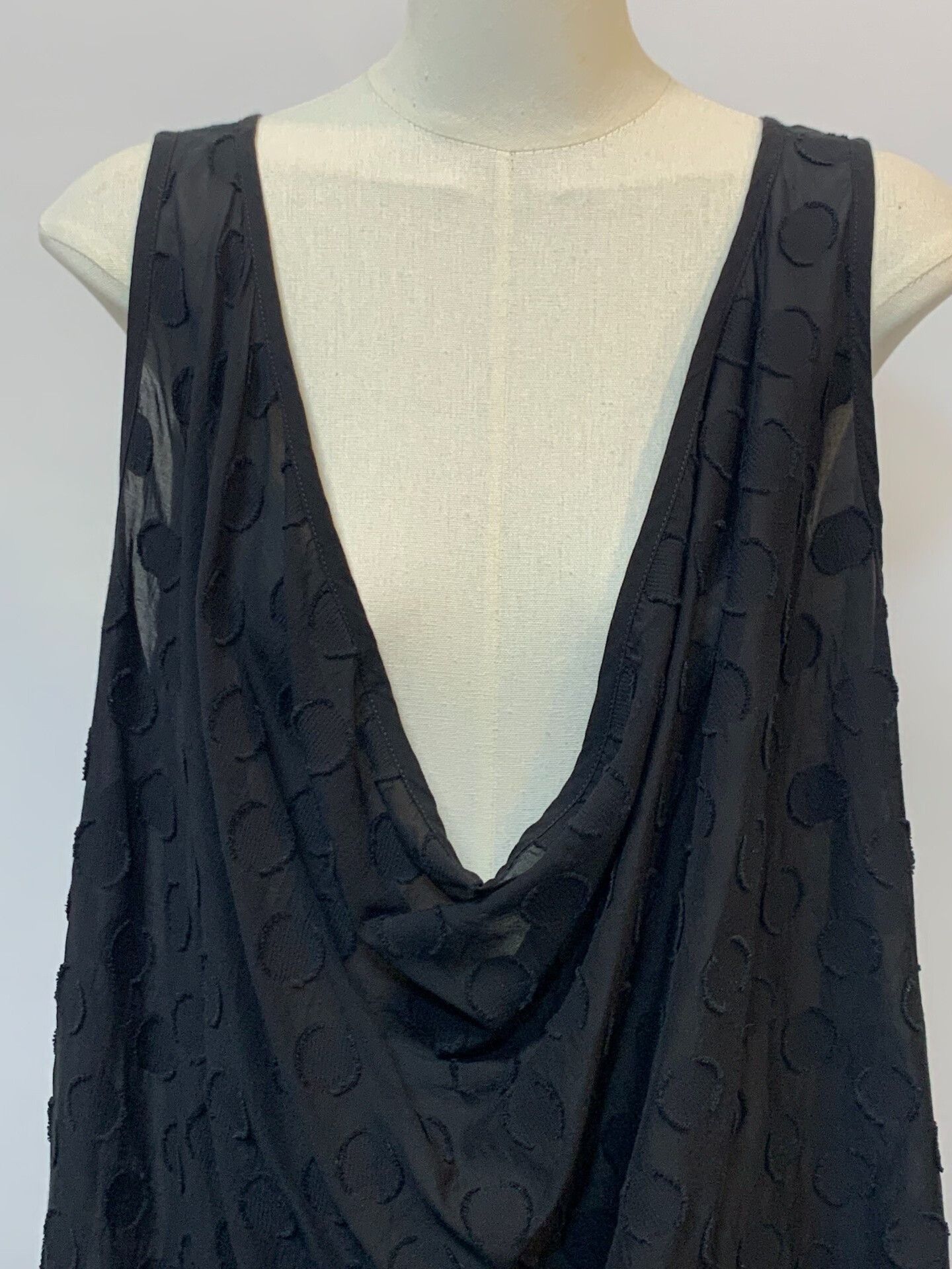 gomme Black Drape Neck Polka Dot Dress Size M / US 6-8 / IT 42-44 - 3 Thumbnail