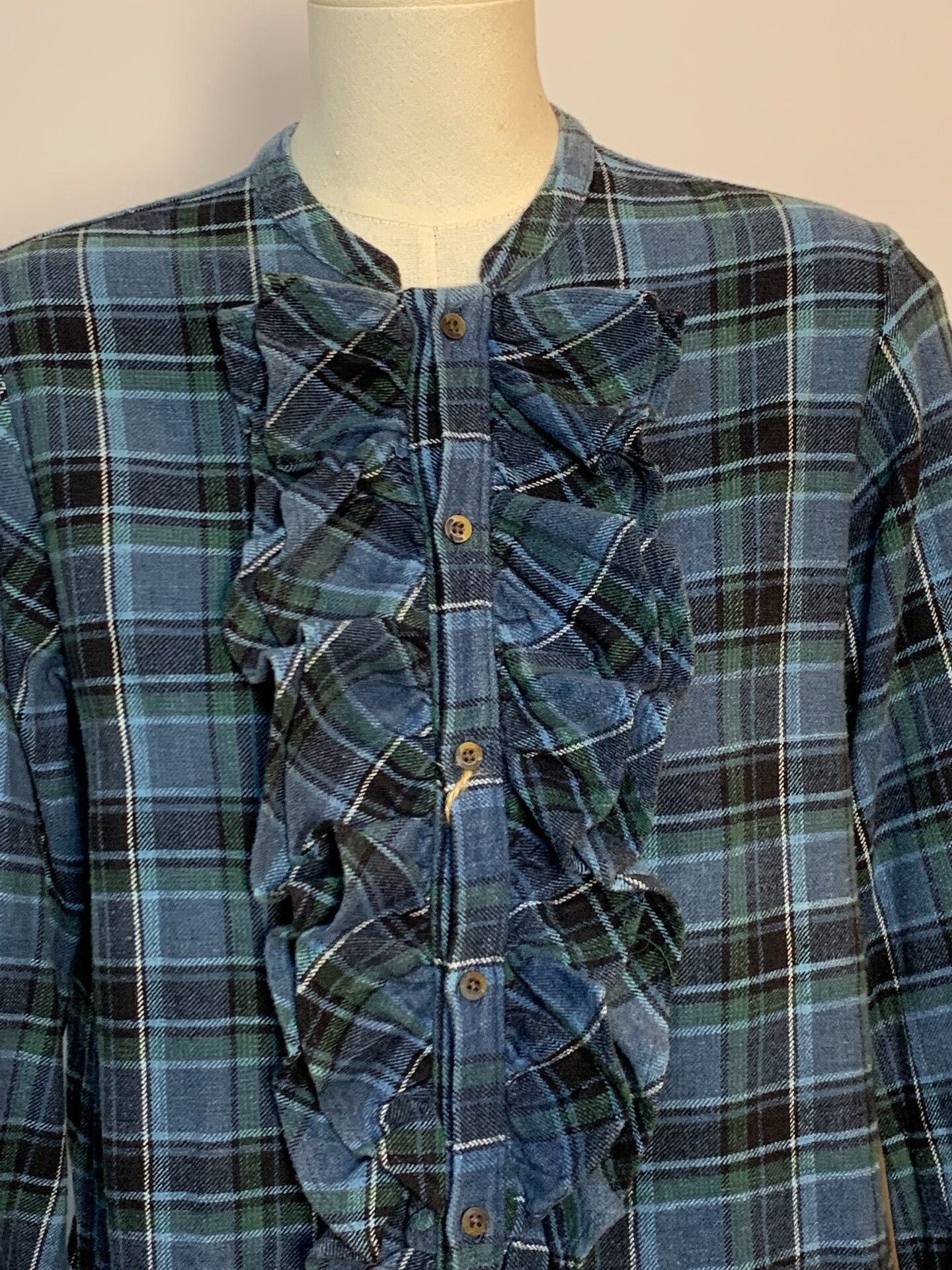 45rpm 45RPM Plaid Ruffle Sleeve Shirt Size M / US 6-8 / IT 42-44 - 3 Thumbnail