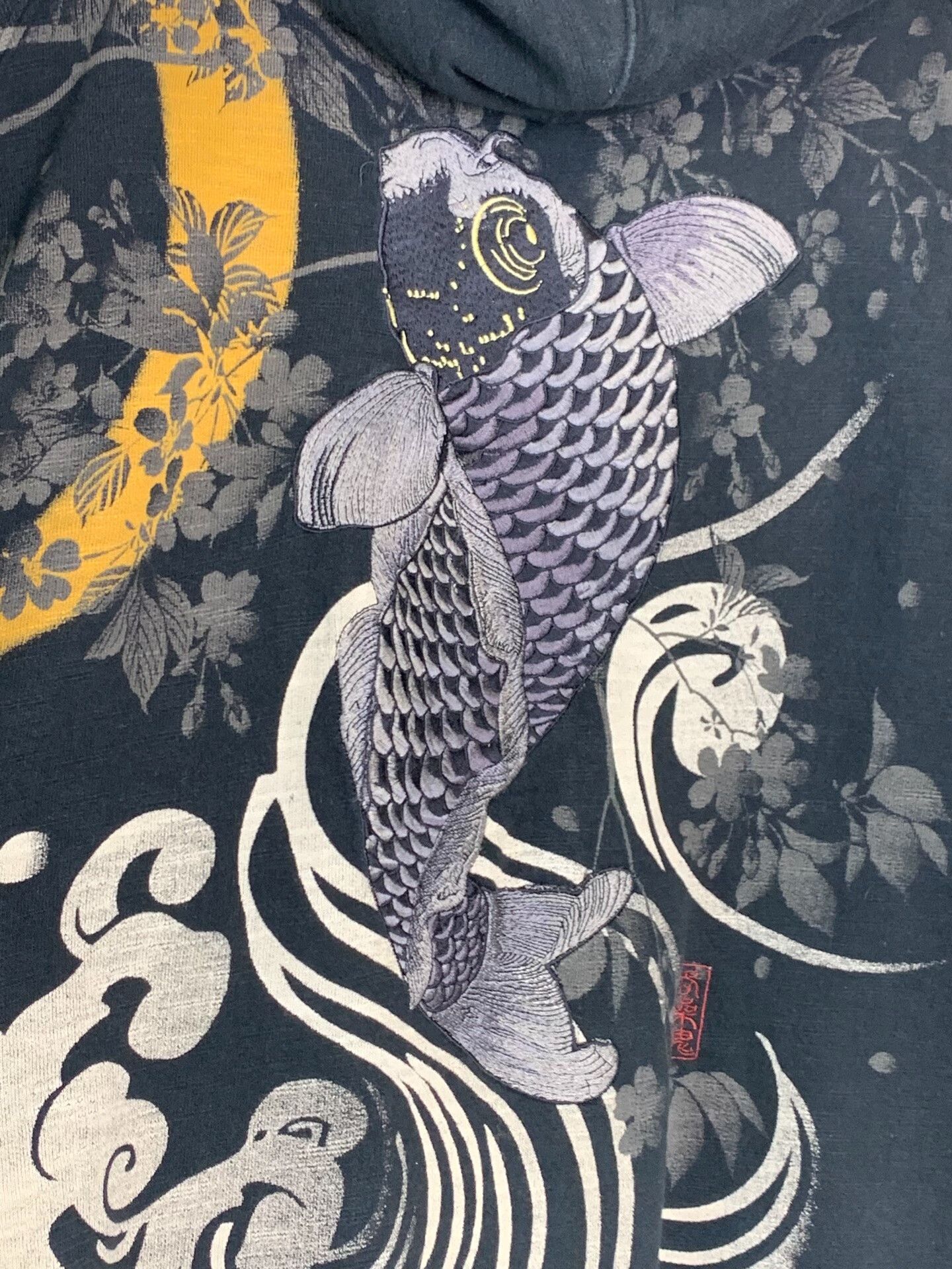 Flying Coffin Floral Embroidered Hoodie with Koi Design Size US XL / EU 56 / 4 - 6 Thumbnail
