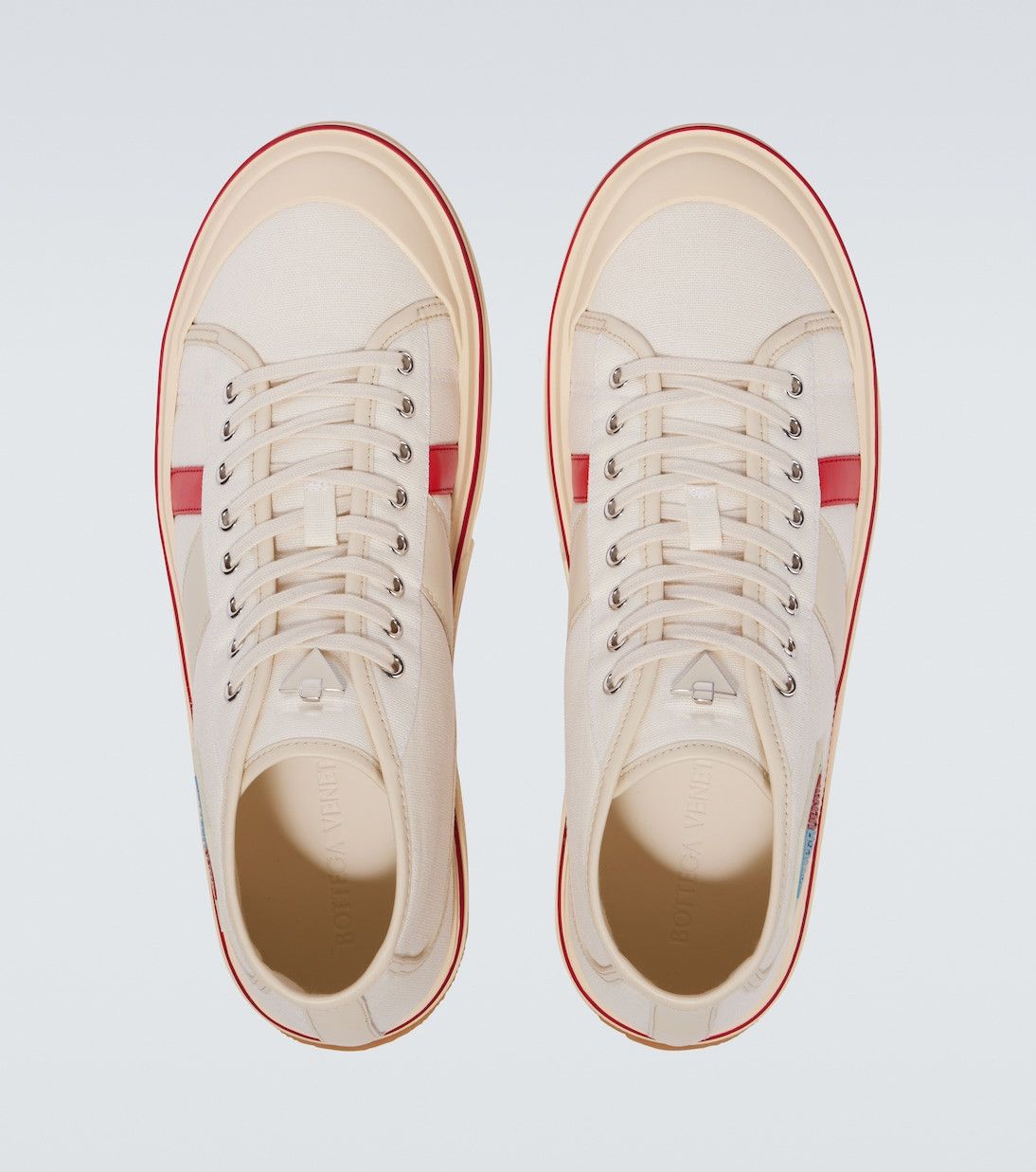 Bottega Veneta Eliot leather-trimmed canvas low top sneakers in white Size US 12 / EU 45 - 3 Thumbnail