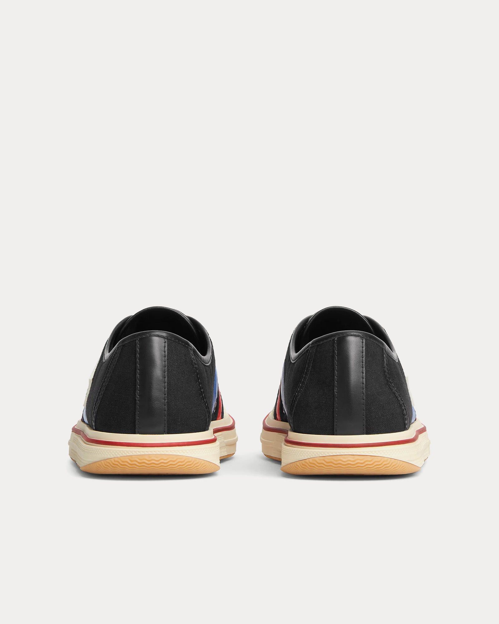 Eliot leather-trimmed canvas low top sneakers in black