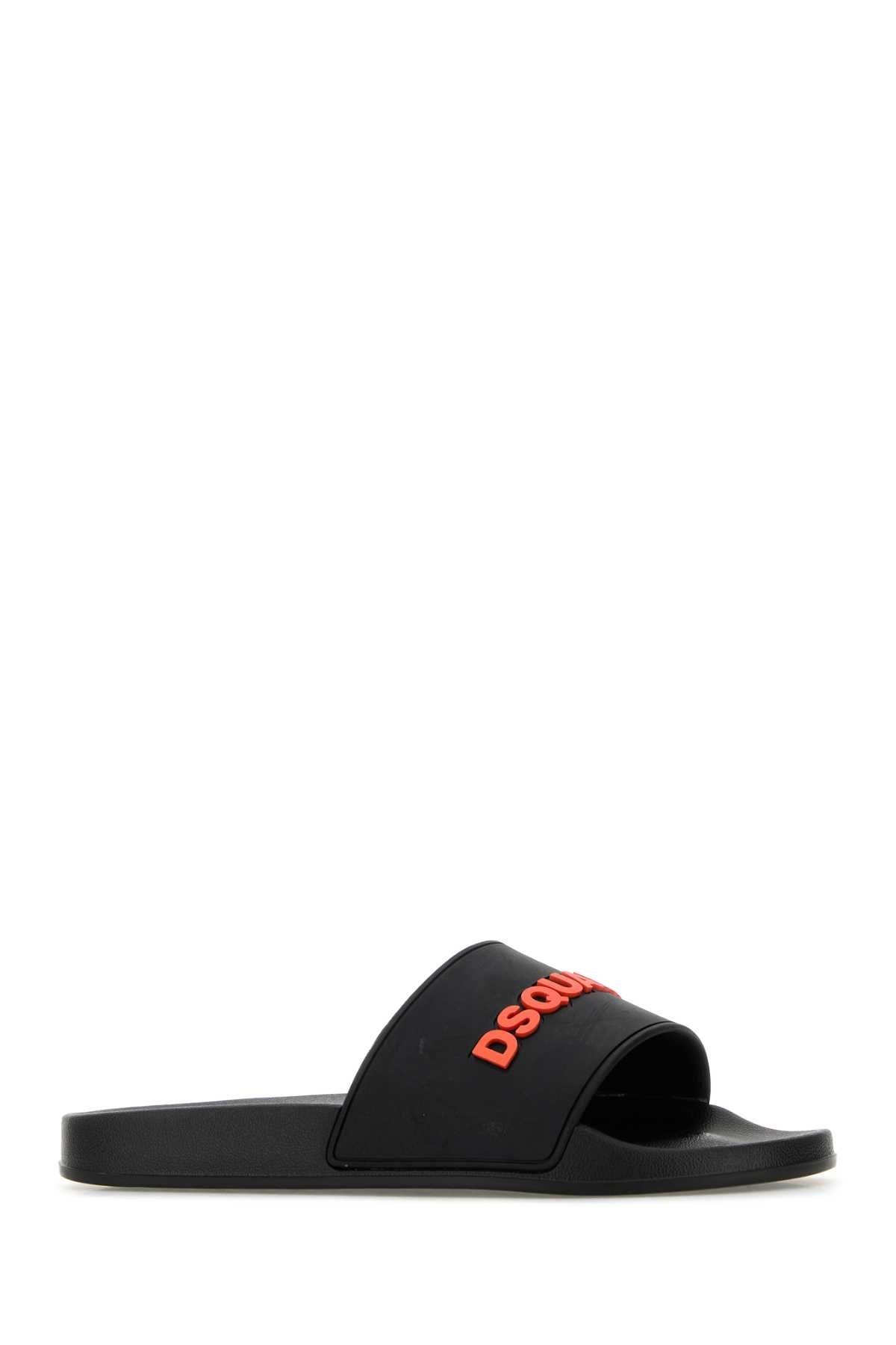 Dsquared2 Black Rubber Slippers Size US 11 / EU 44 - 2 Thumbnail