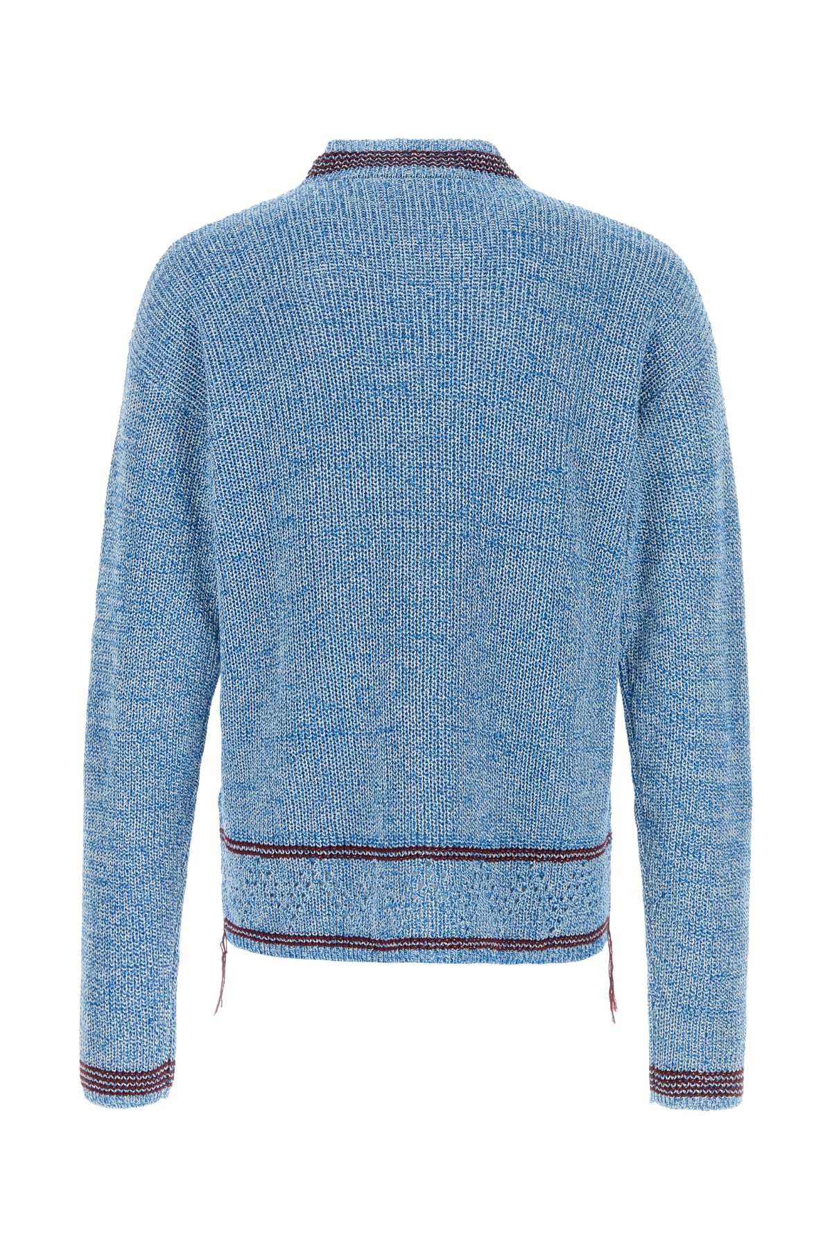 Marni Melange Light Blue Cotton Sweater Size US L / EU 52-54 / 3 - 2 Thumbnail