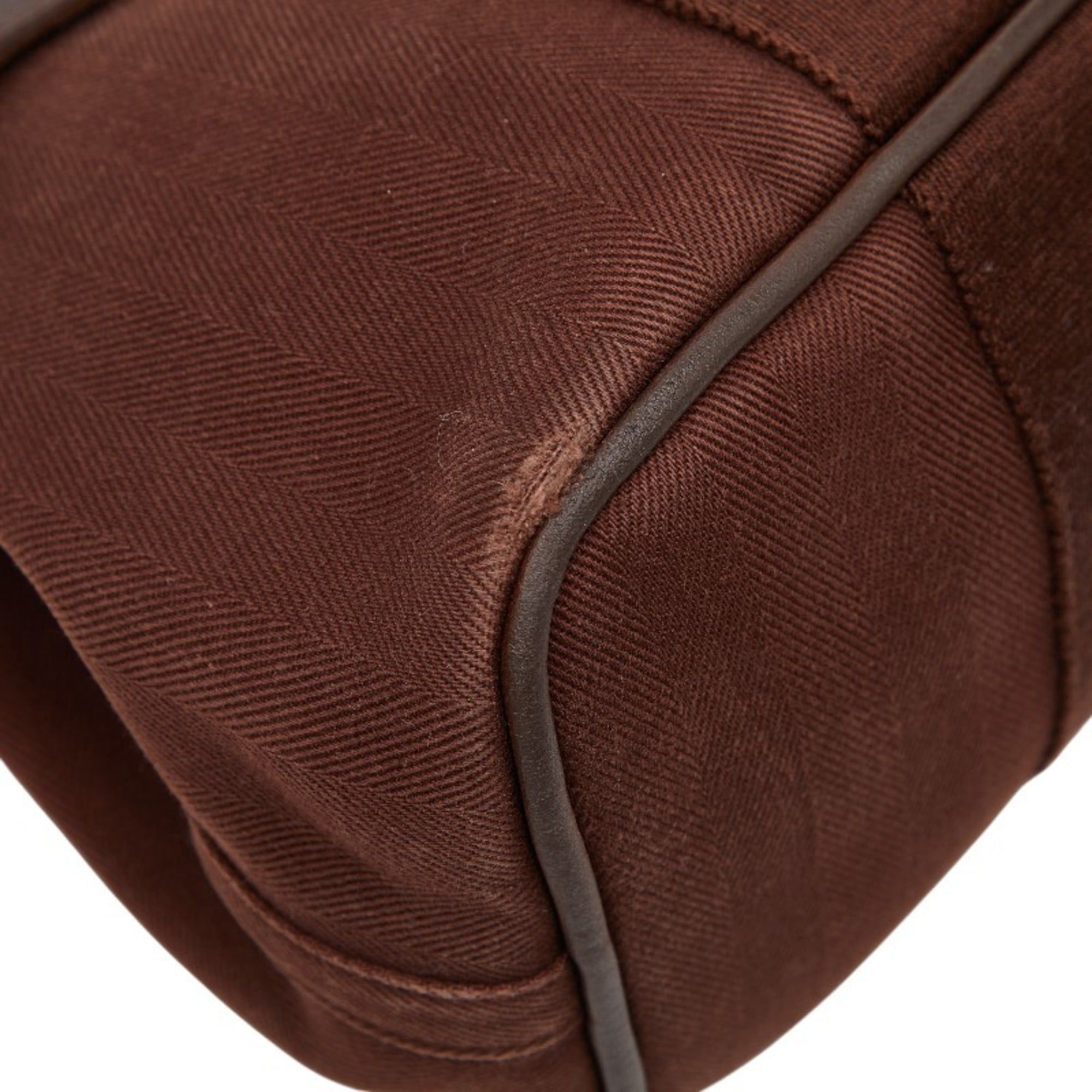 Hermes Hermes Hermès Valparaiso PM Handbag Tote Bag in Brown Toile Chevron Leather for Women Size ONE SIZE - 5 Thumbnail