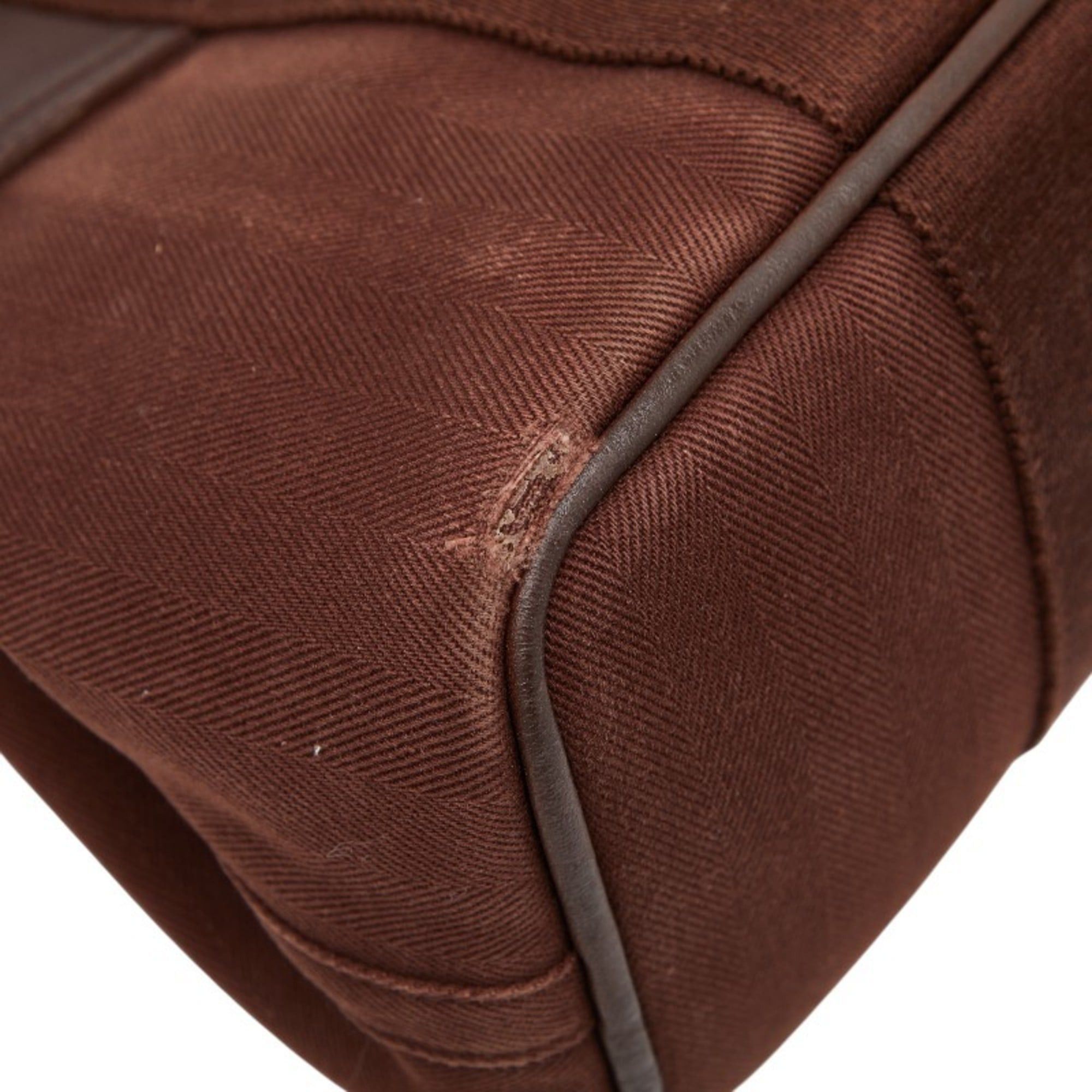 Hermes Hermes Hermès Valparaiso PM Handbag Tote Bag in Brown Toile Chevron Leather for Women Size ONE SIZE - 7 Thumbnail