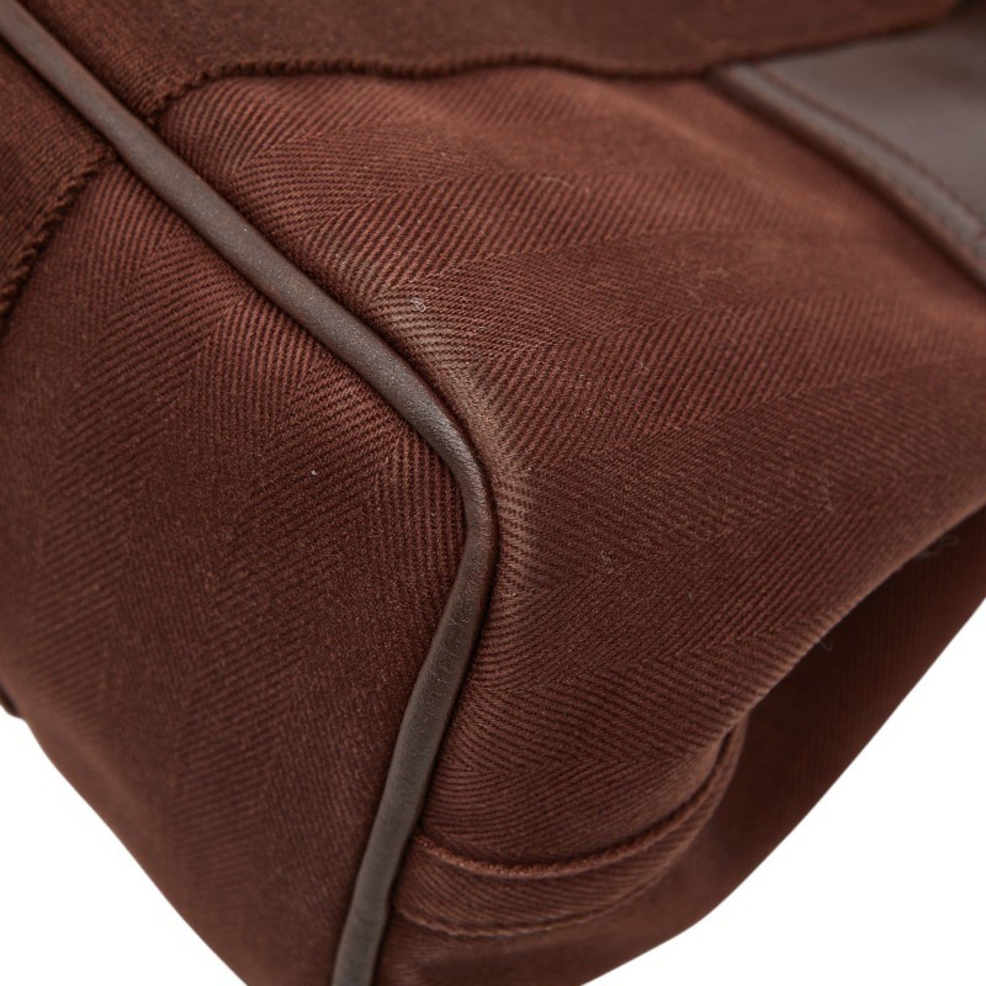 Hermes Hermes Hermès Valparaiso PM Handbag Tote Bag in Brown Toile Chevron Leather for Women Size ONE SIZE - 6 Thumbnail