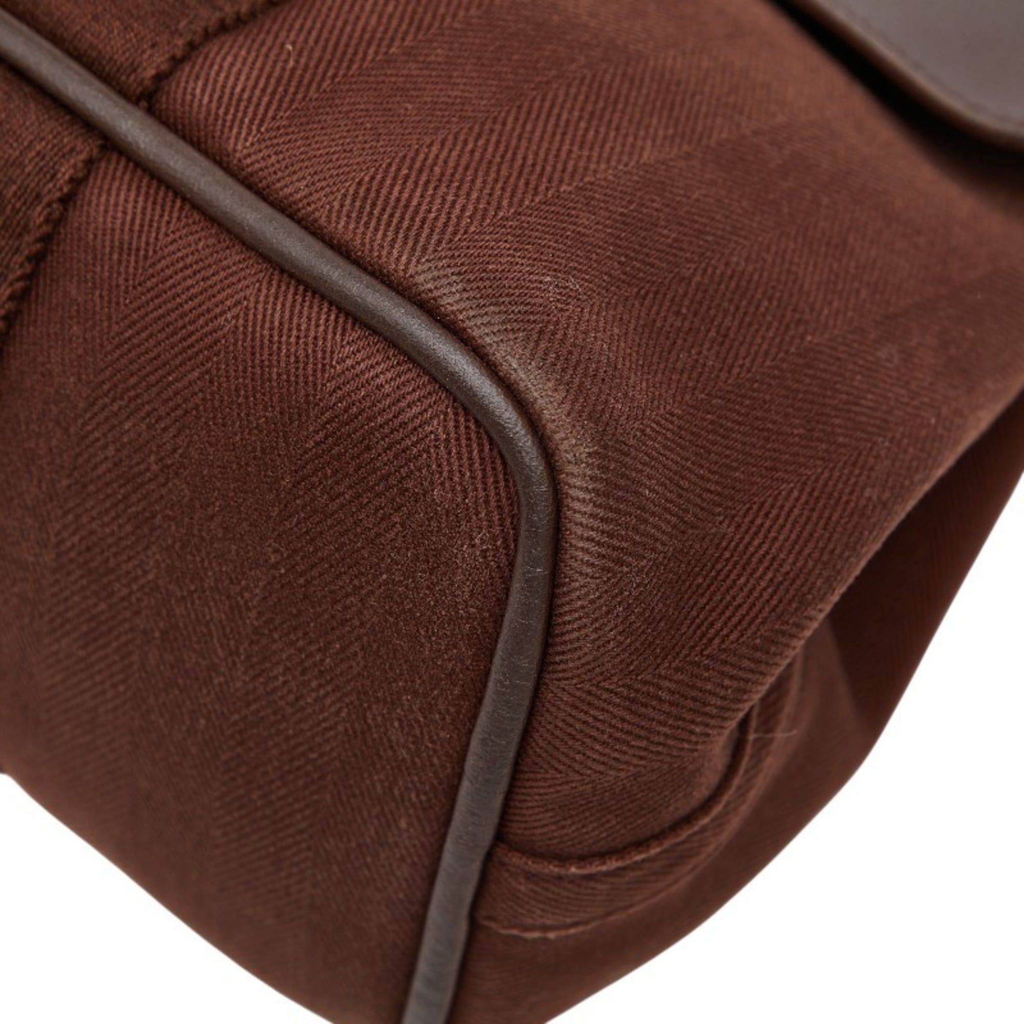 Hermes Hermes Hermès Valparaiso PM Handbag Tote Bag in Brown Toile Chevron Leather for Women Size ONE SIZE - 4 Thumbnail