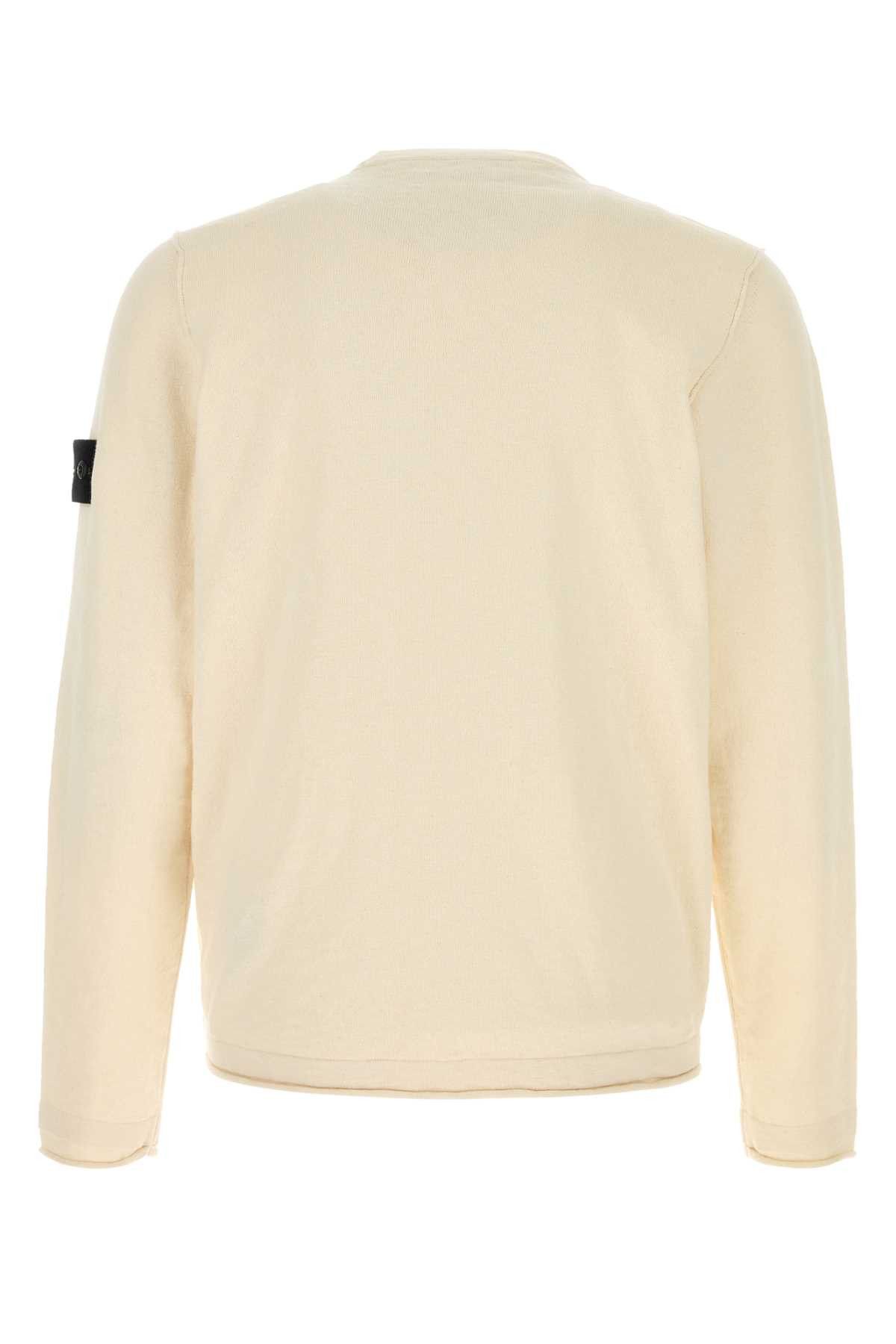 Stone Island Cream Cotton Blend Sweater Size US L / EU 52-54 / 3 - 2 Thumbnail