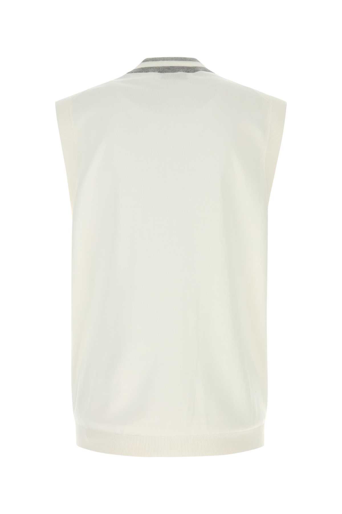 Brunello Cucinelli White Cotton Vest Size US L / EU 52-54 / 3 - 2 Thumbnail