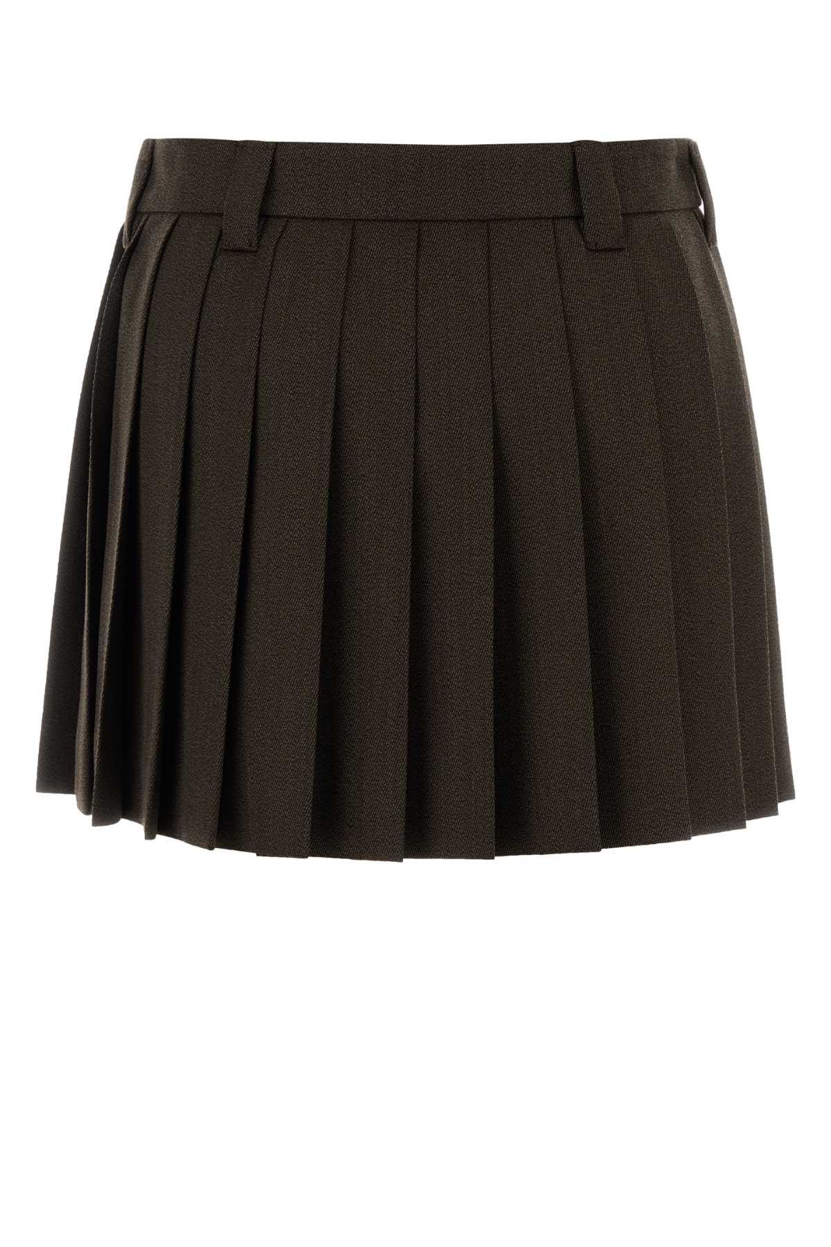 Miu Miu Chocolate Wool Mini Skirt Size 27" / US 4 / IT 40 - 2 Thumbnail