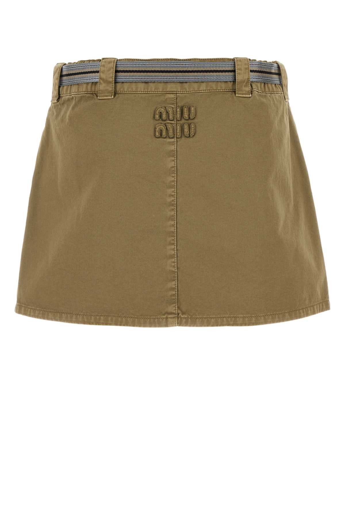 Miu Miu Army Green Cotton Mini Skirt Size 26" / US 2 / IT 38 - 2 Thumbnail