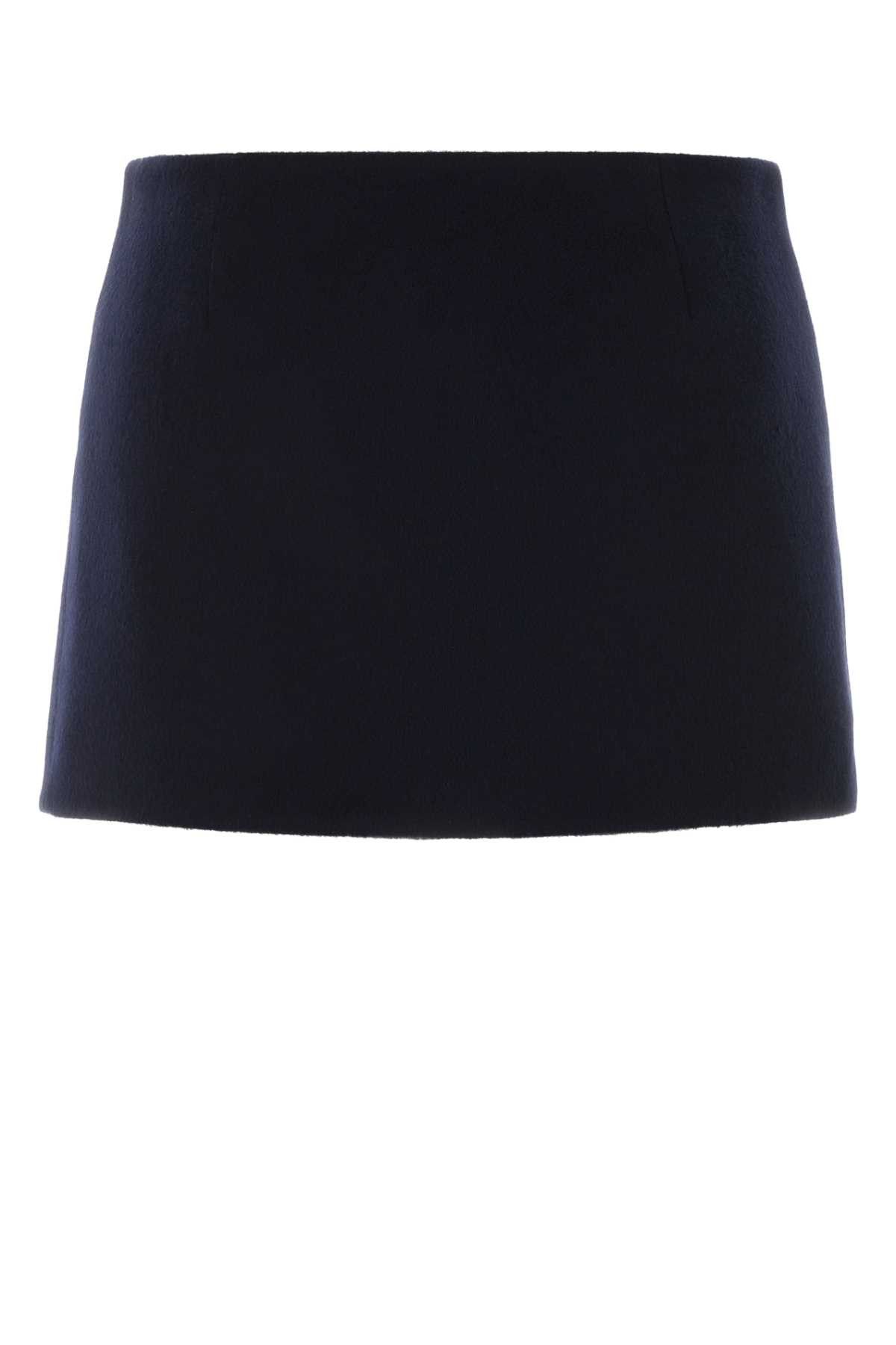Miu Miu Midnight Blue Wool Blend Reversible Mini Skirt Size 26" / US 2 / IT 38 - 2 Thumbnail