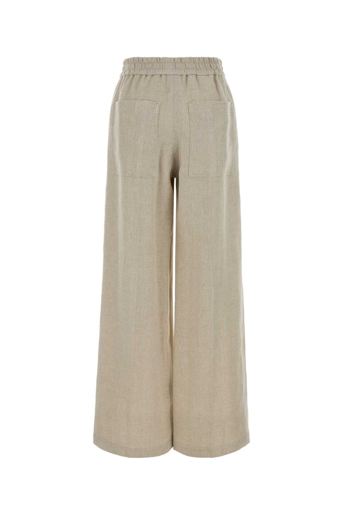 Brunello Cucinelli Melange Beige Linen Blend Wide-Leg Pant Size 30" / US 8 / IT 44 - 2 Thumbnail