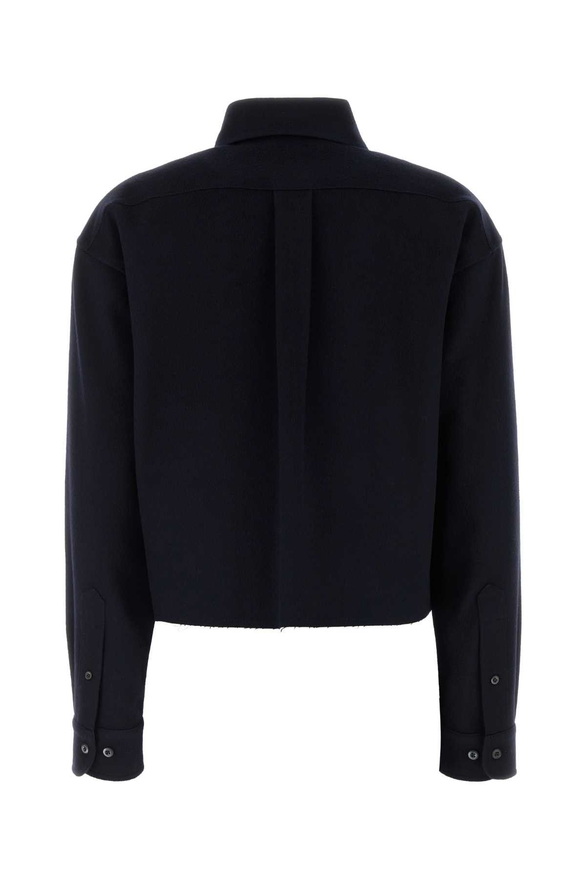 Miu Miu Navy Blue Wool Blend Shirt Size XS / US 0-2 / IT 36-38 - 2 Thumbnail