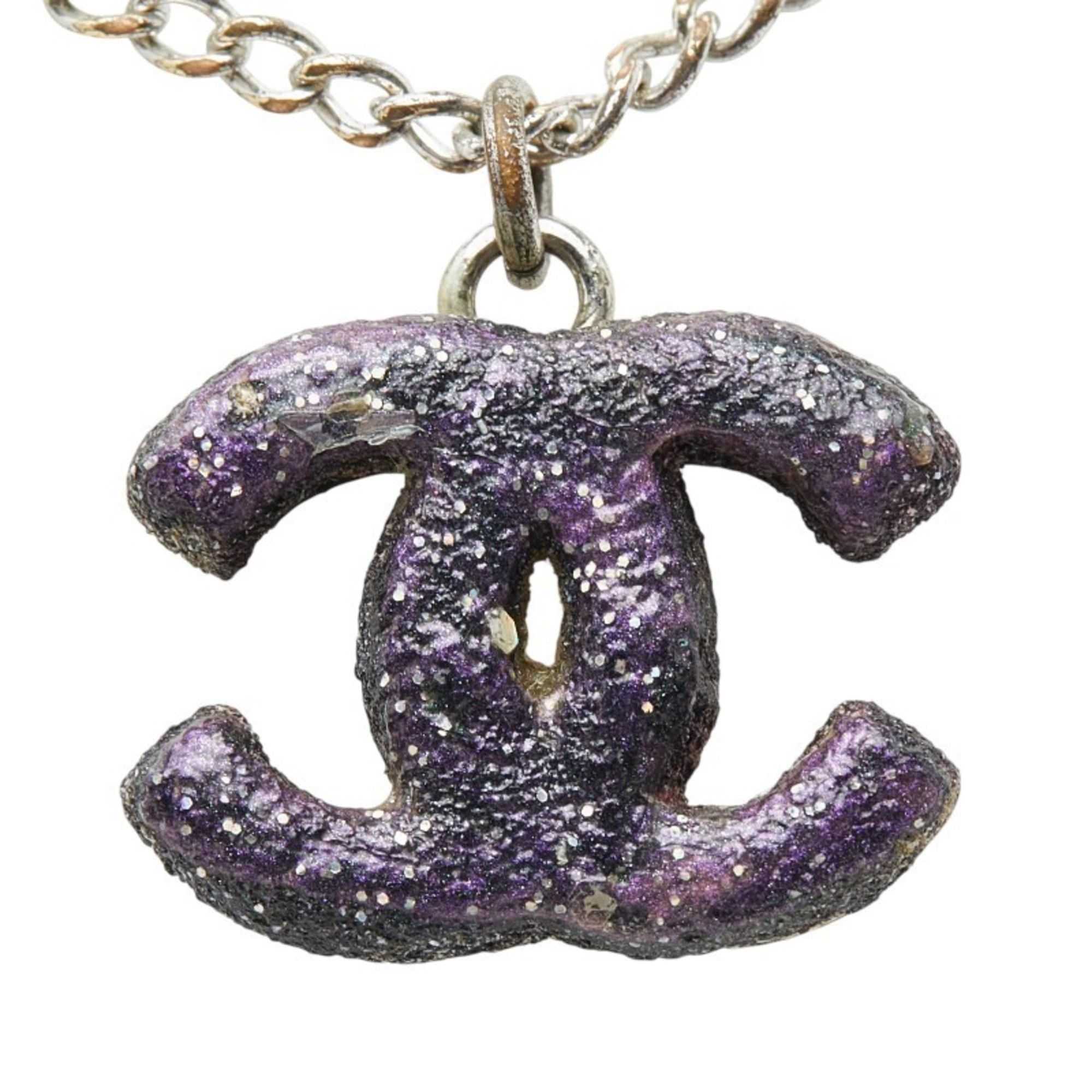 Chanel Chanel Coco Mark Necklace in Silver and Purple Metal for Women Size ONE SIZE - 2 Thumbnail