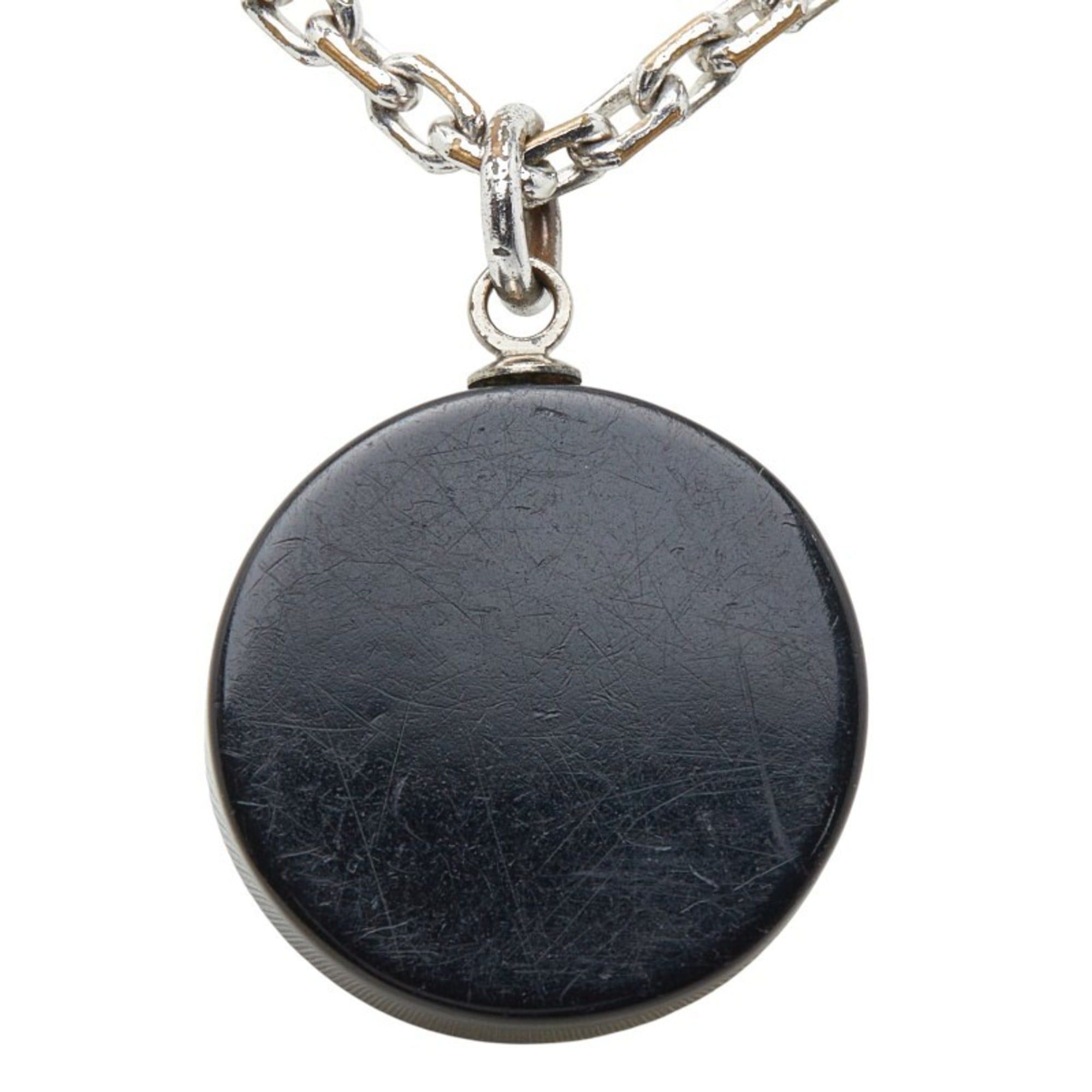 Chanel Chanel Coco Mark Rhinestone Necklace in Silver and Black Metal with Plastic, Women's Size ONE SIZE - 3 Thumbnail