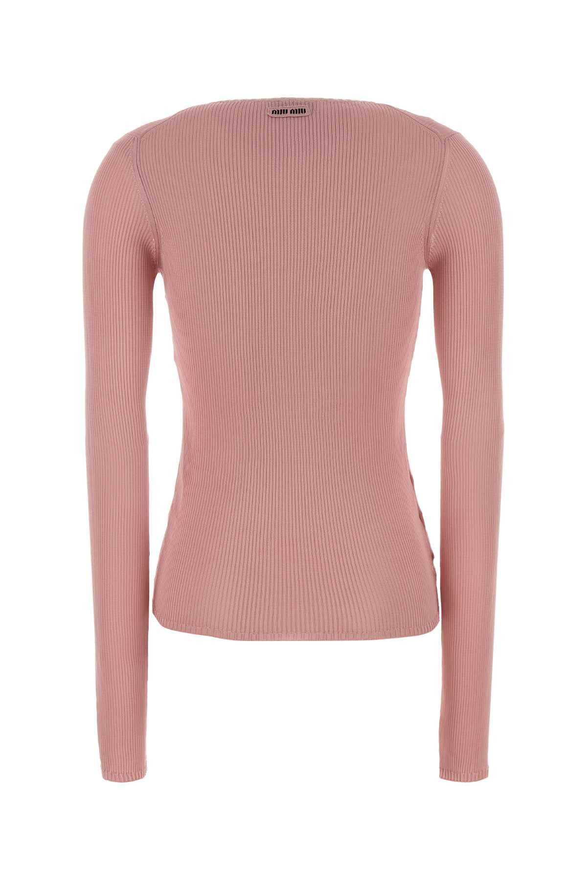 Miu Miu Pink Silk T-Shirt Size M / US 6-8 / IT 42-44 - 2 Thumbnail